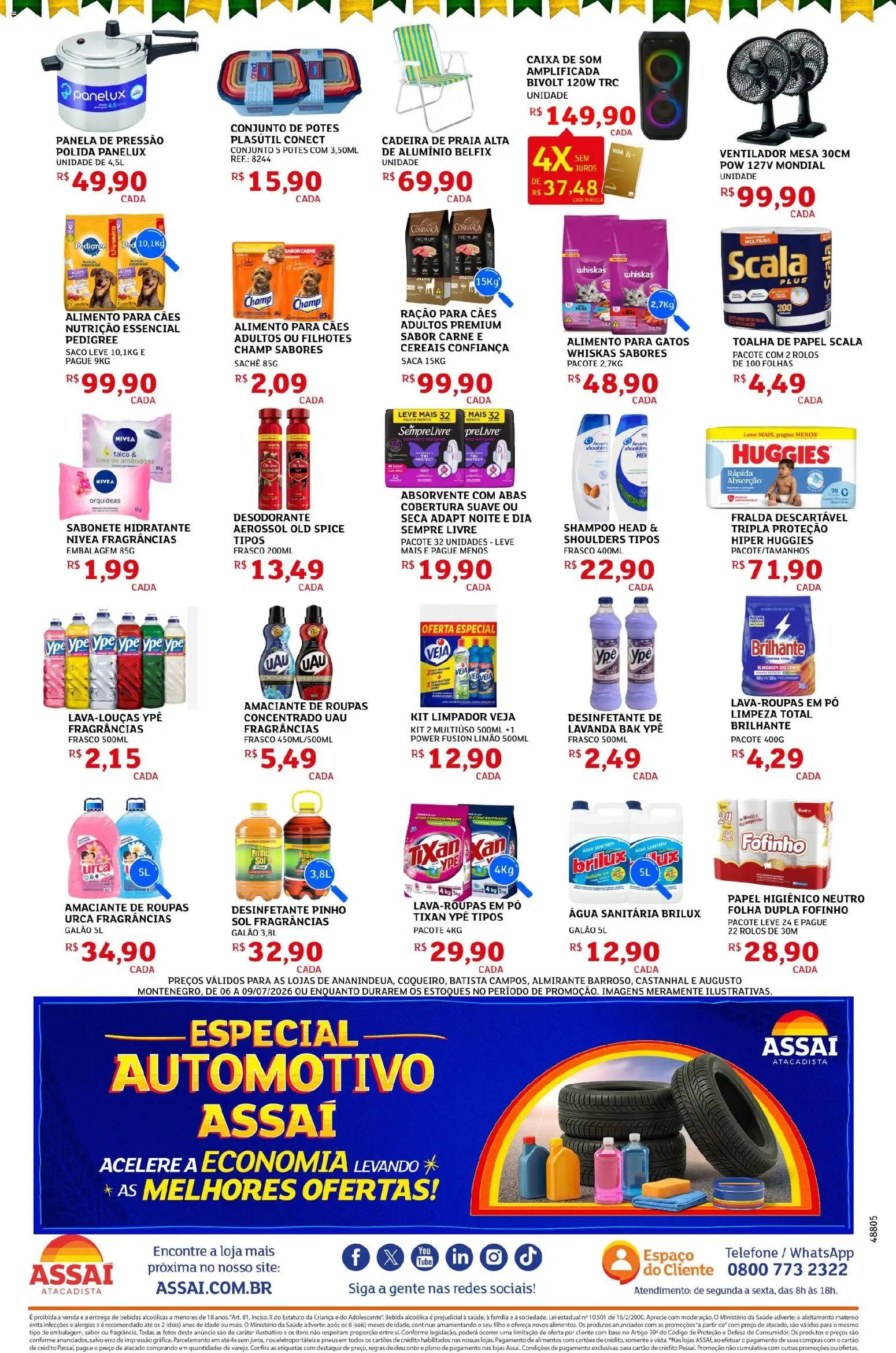 Assaí Atacadista Folheto - válido de 06/07/2026 | Página: 4 | Produtos: Desodorante, Panela de pressão, Caixa, Peixe