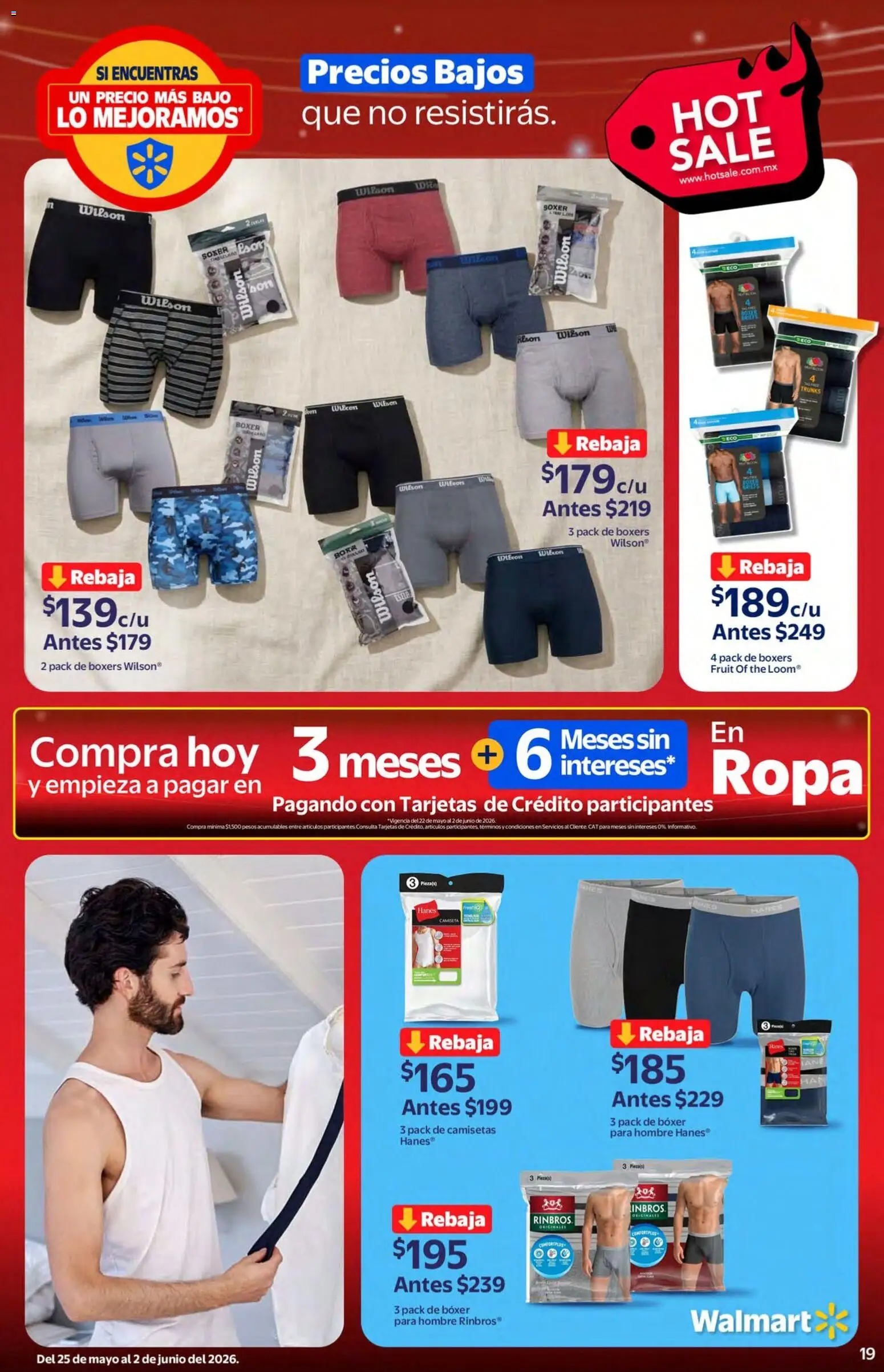 Nuevas ofertas de Walmart válidas en toda la República Mexicana desde el 25.05.2026. ¡Encuentra las mejores ofertas en Walmart Hot Sale! | Página: 19 | Productos: Boxers, Ropa, Camiseta