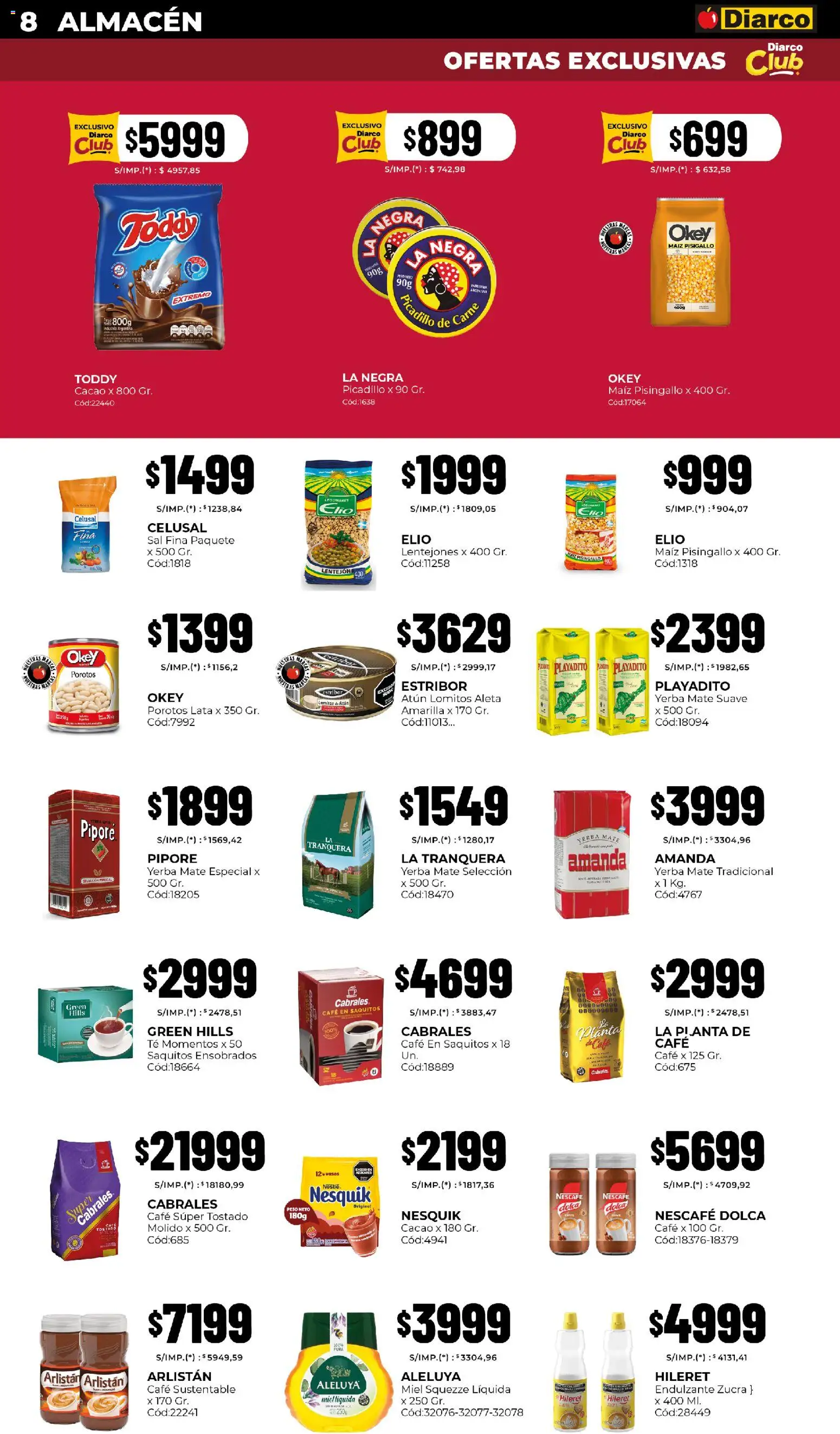 Diarco - Ofertas Pueblo Sur │ válido desde el 20/07/2026 | Página: 8 | Productos: Maiz, Sal, Cacao, Picadillo