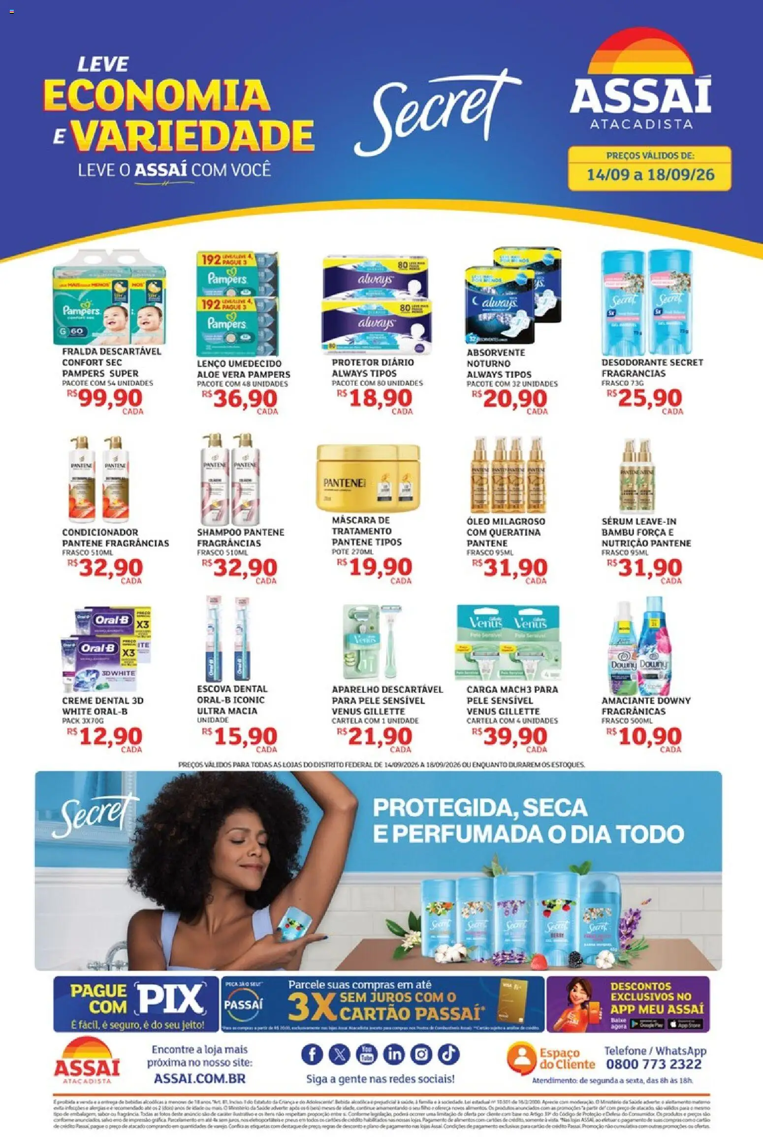 Assaí Atacadista Folheto - válido de 14/09/2026 | Página: 1 | Produtos: Amaciante downy, Escova, Desodorante, Creme