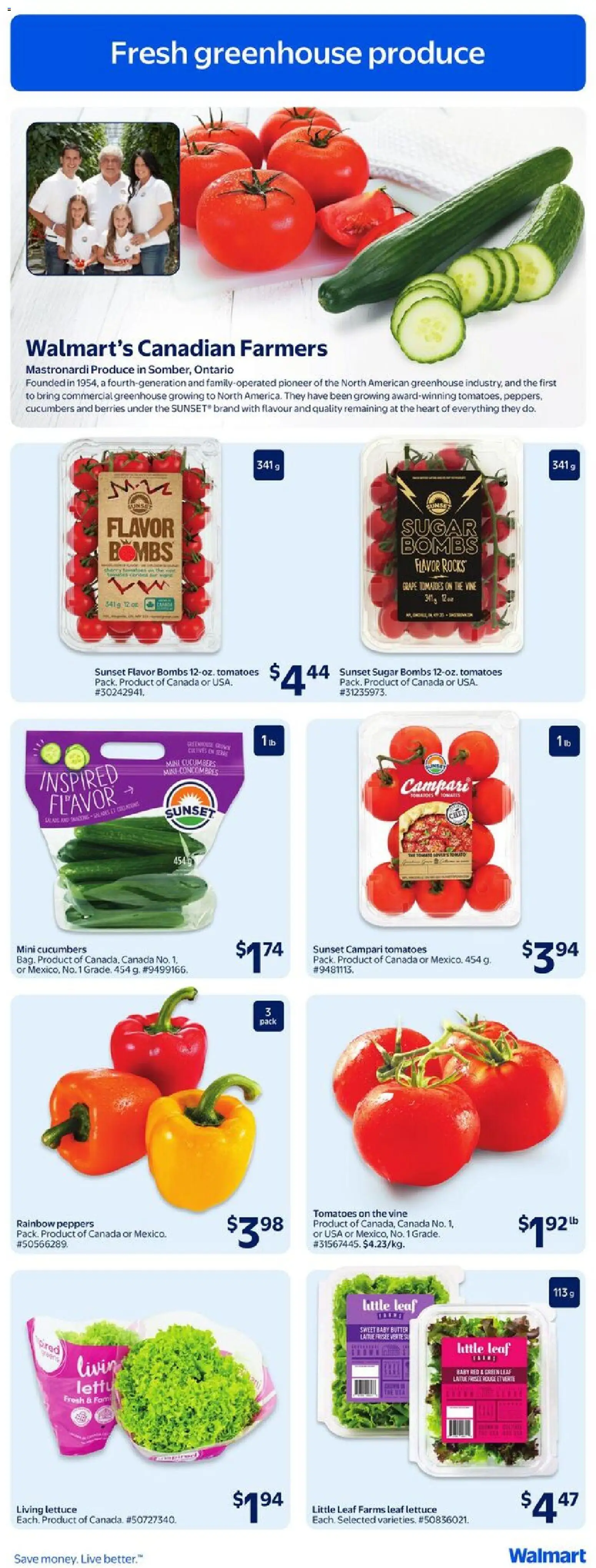 Walmart flyer valid from 11.06.2026 | Page: 4 | Products: Cucumbers, Butter, Tomatoes
