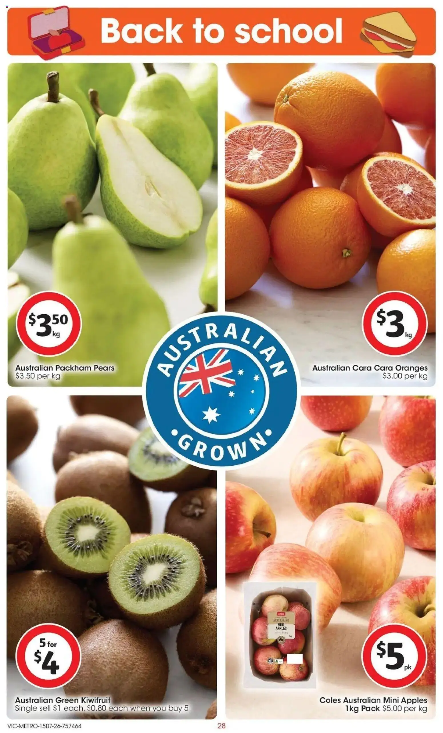 Coles catalogue - valid from 15/07/2026 | Page: 28 | Products: Apples, Oranges, Kiwifruit
