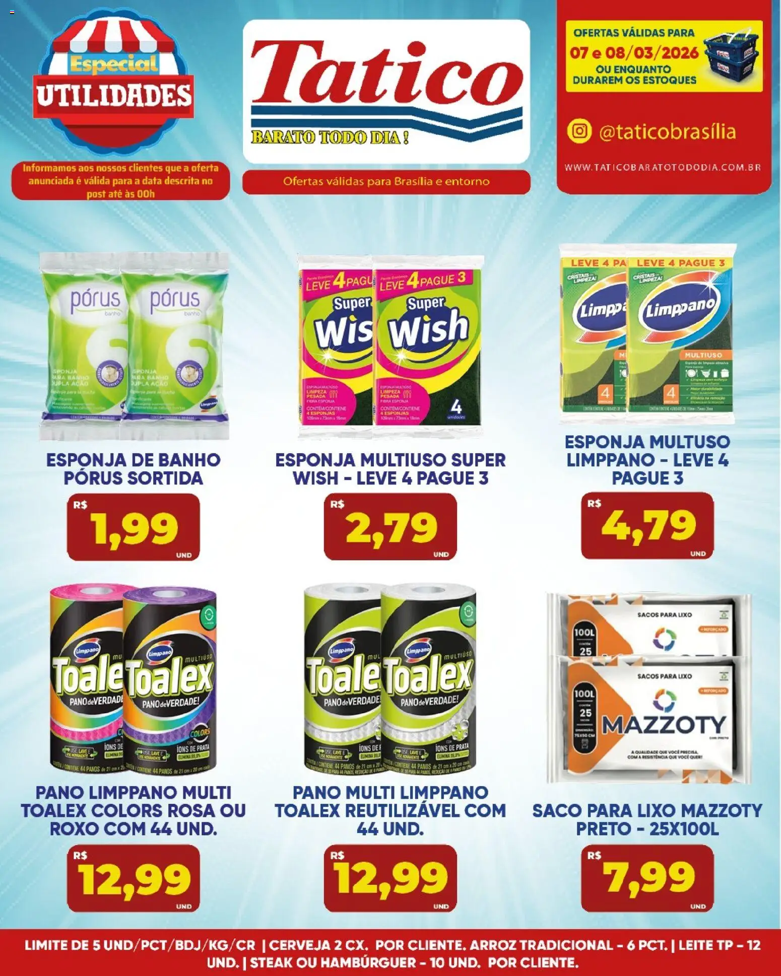 Tatico Folheto - válido de 09.03.2026 | Página: 36 | Produtos: Leite, Cerveja, Arroz, Esponja de banho