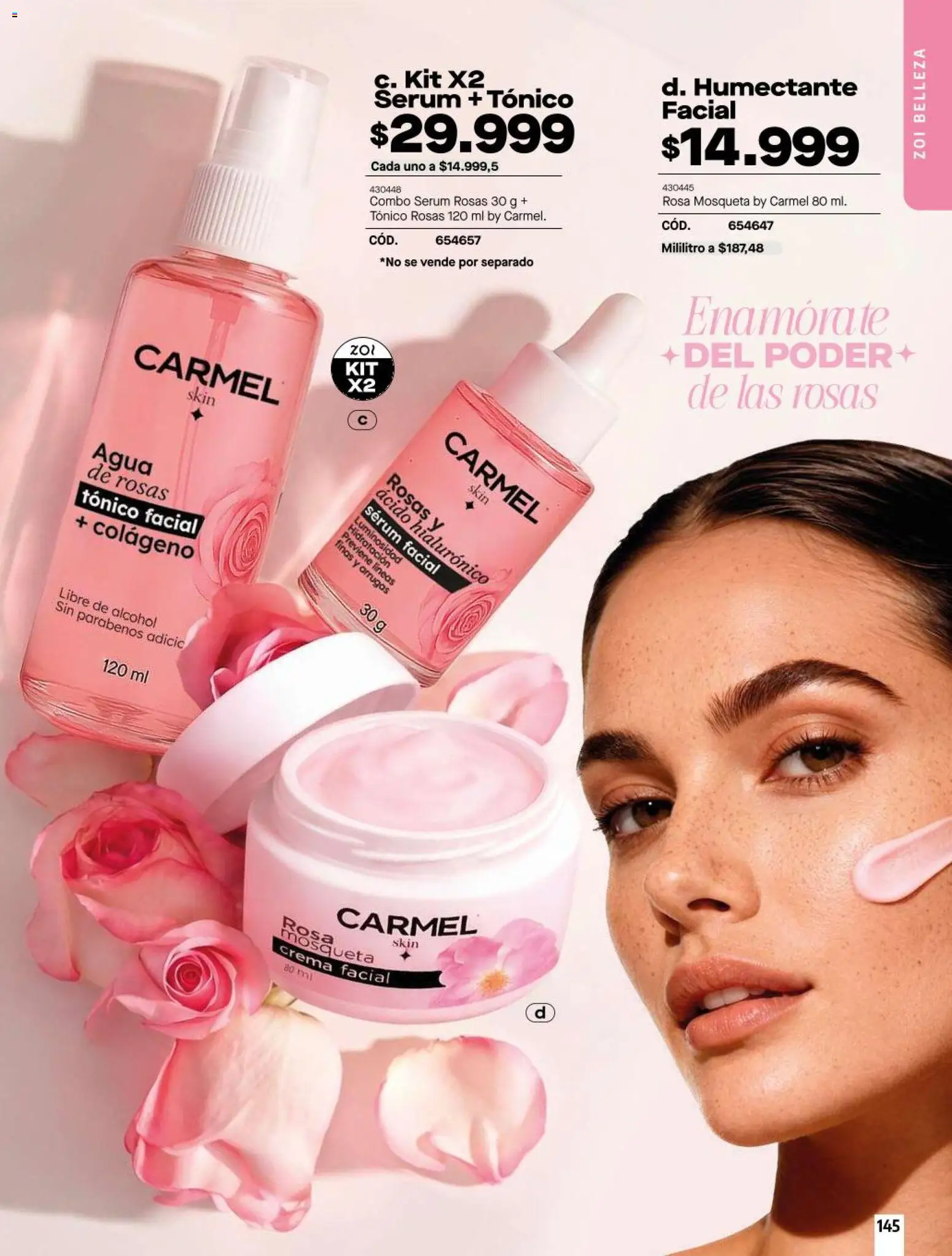 Carmel revista - valida desde el 11/08/2026 | Página: 145 | Productos: Agua, Crema, Serum, Alcohol