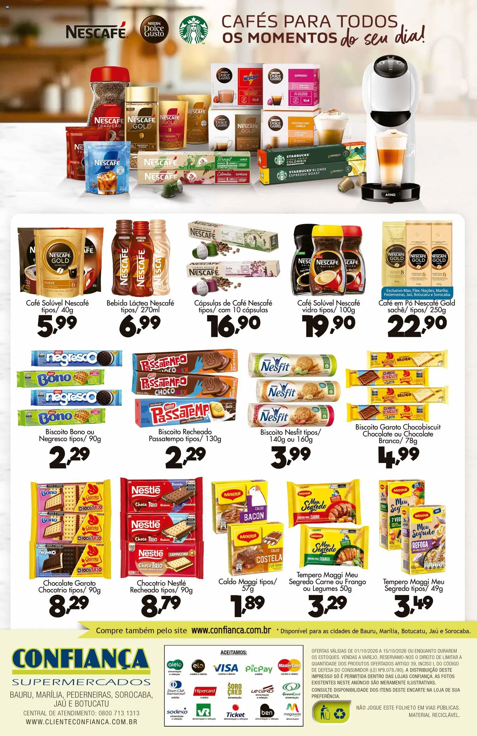 Confiança Folheto - válido de 01/10/2026 | Página: 2 | Produtos: Cappuccino, Chocolate, Bacon, Frango