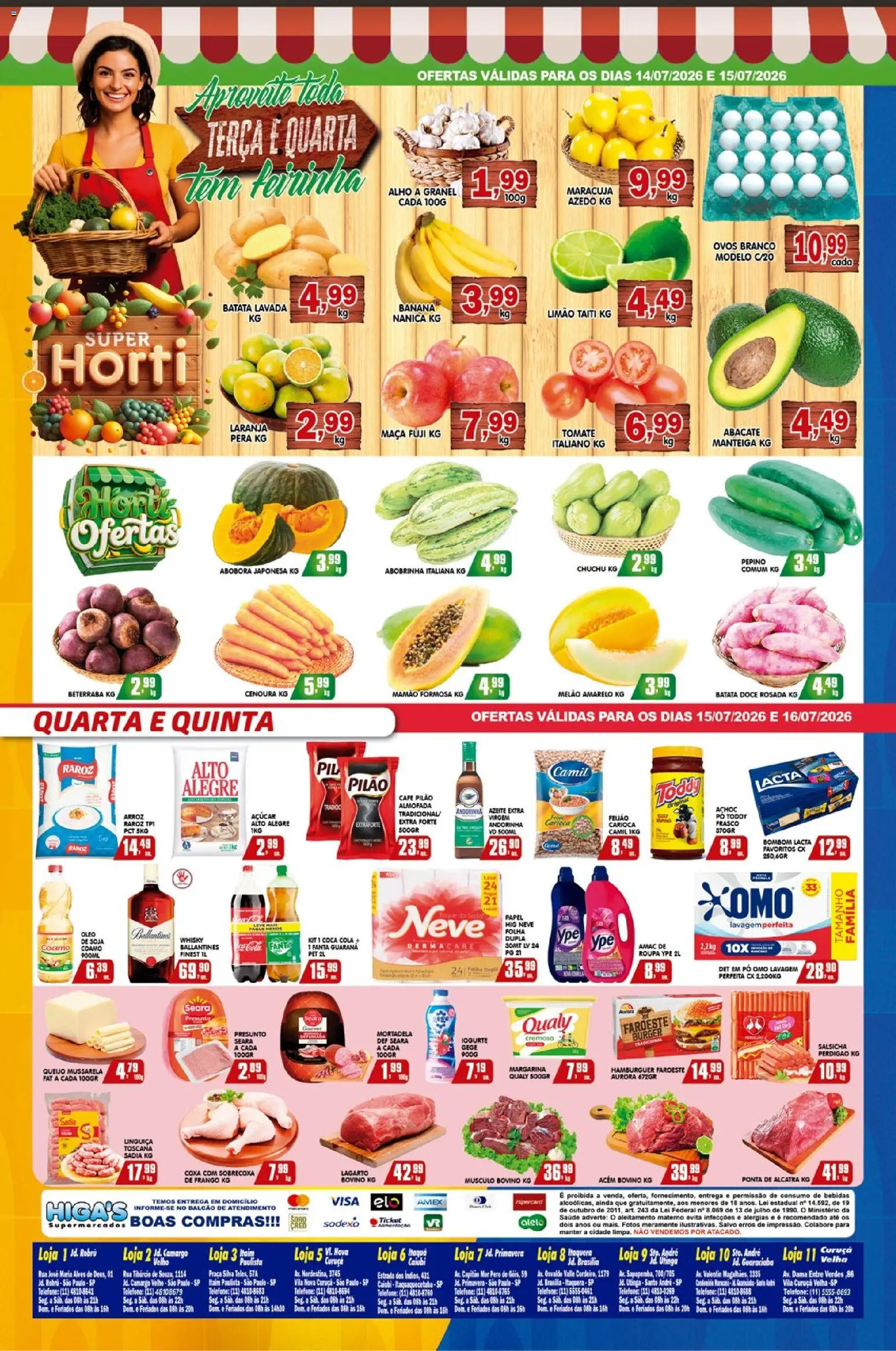 Higa's Supermercado Folheto - válido de 15/07/2026 | Página: 4 | Produtos: Pera, Beterraba, Whisky, Músculo bovino