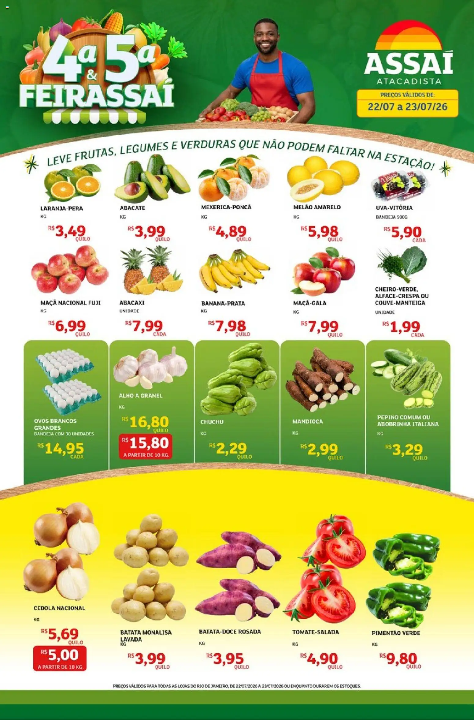 Assaí Atacadista Folheto - válido de 22/07/2026 | Página: 1 | Produtos: Melão, Chuchu, Cebola, Pimentão