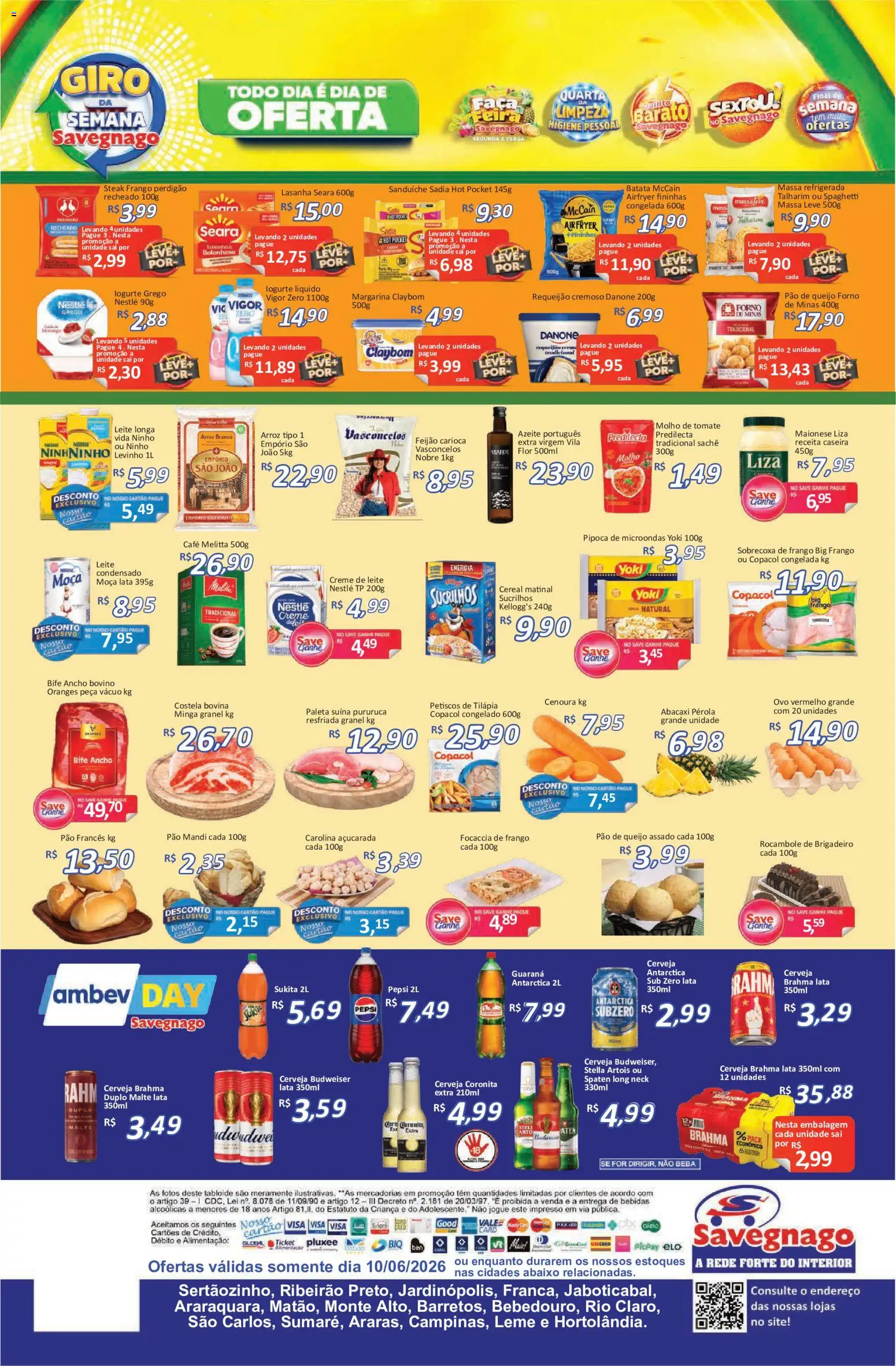 Savegnago Folheto - válido de 10.06.2026 | Página: 2 | Produtos: Feijão, Queijo, Cerveja, Massa