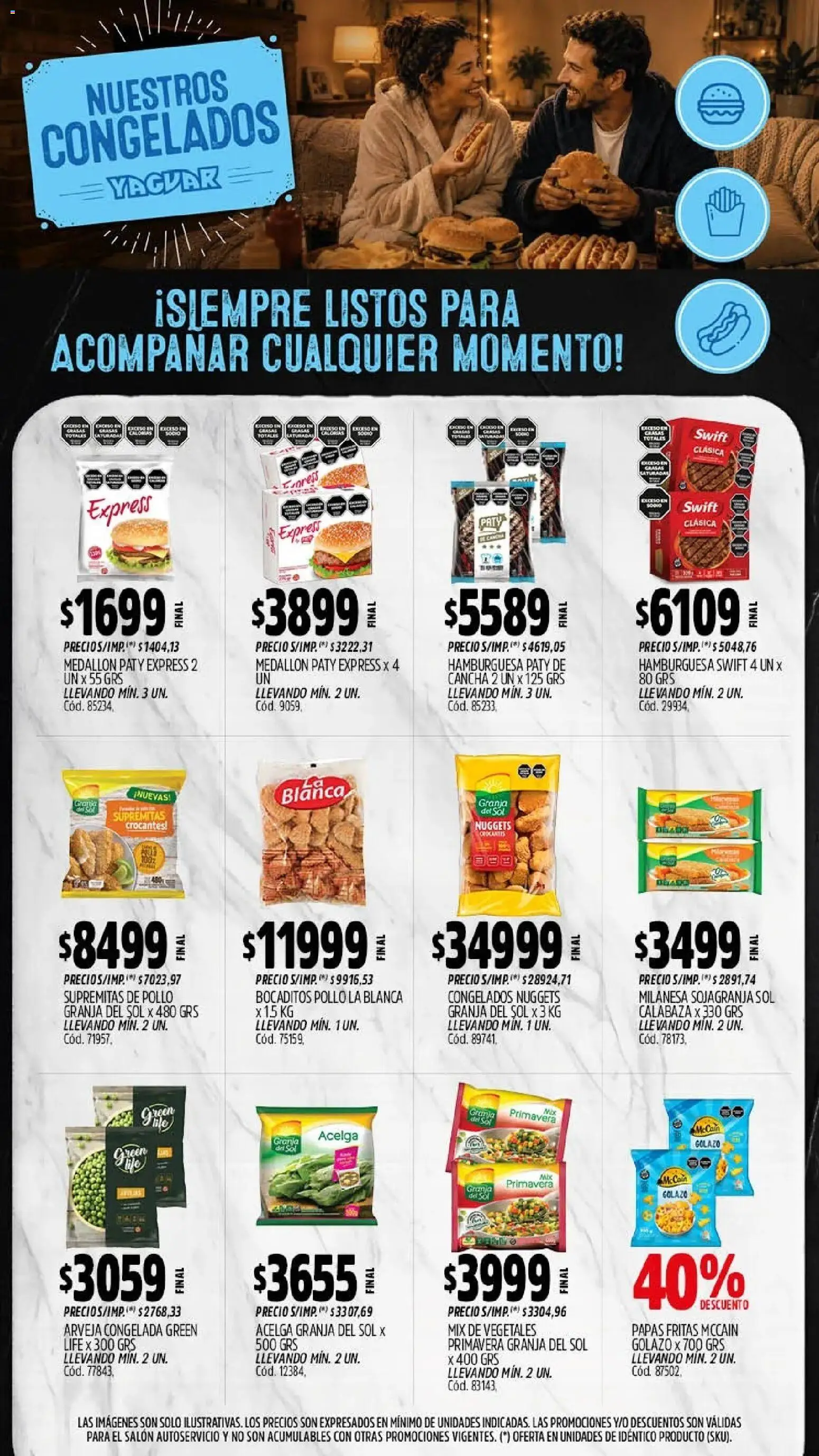 Yaguar - Oferta Semanal Jujuy │ válido desde el 24/08/2026 | Página: 9 | Productos: Arveja, Milanesa, Hamburguesa, Papas fritas