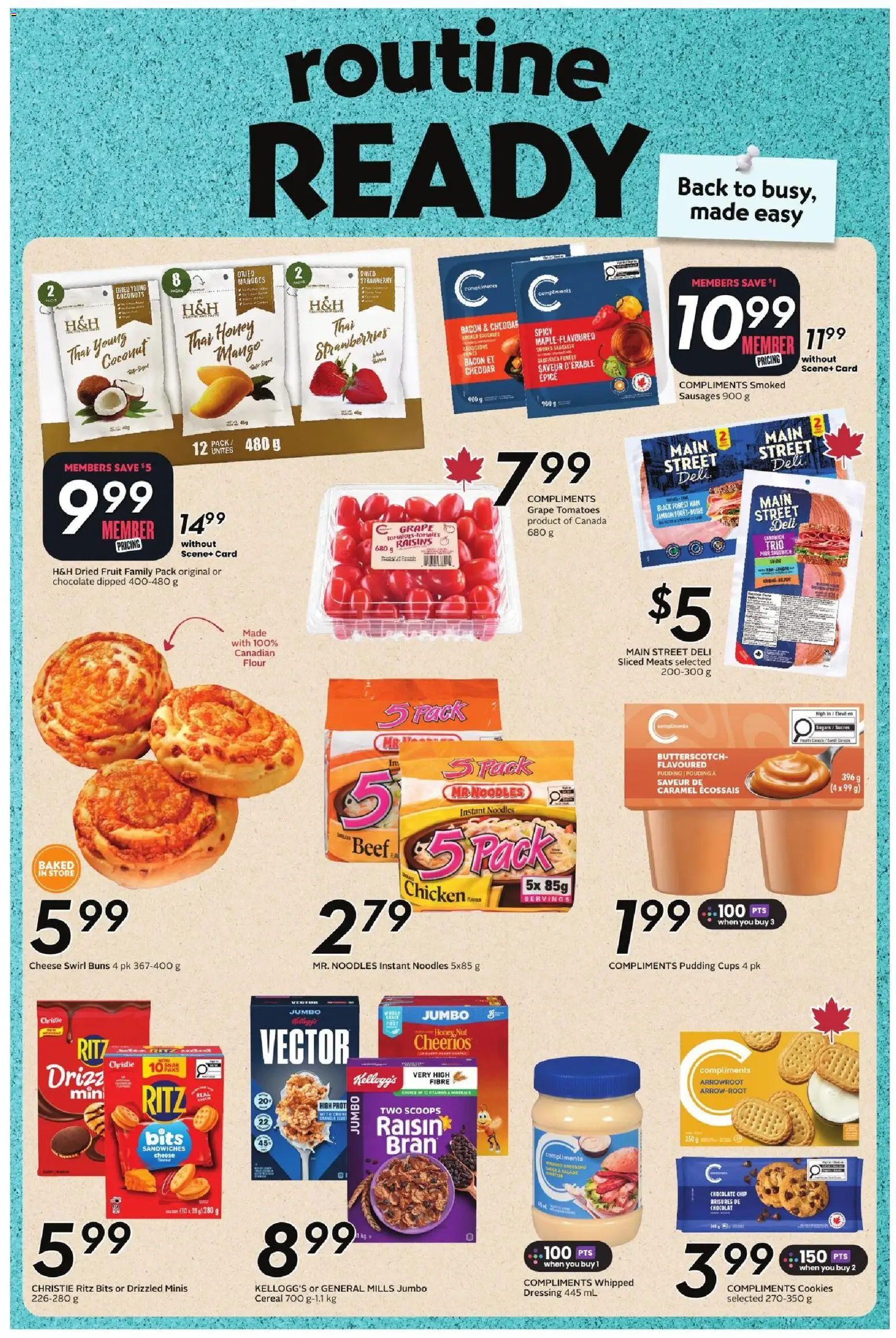 Safeway flyer valid from Aug 27, 2026 | Page: 17 | Products: Noodles, Fruit, Dried fruit, Chocolate