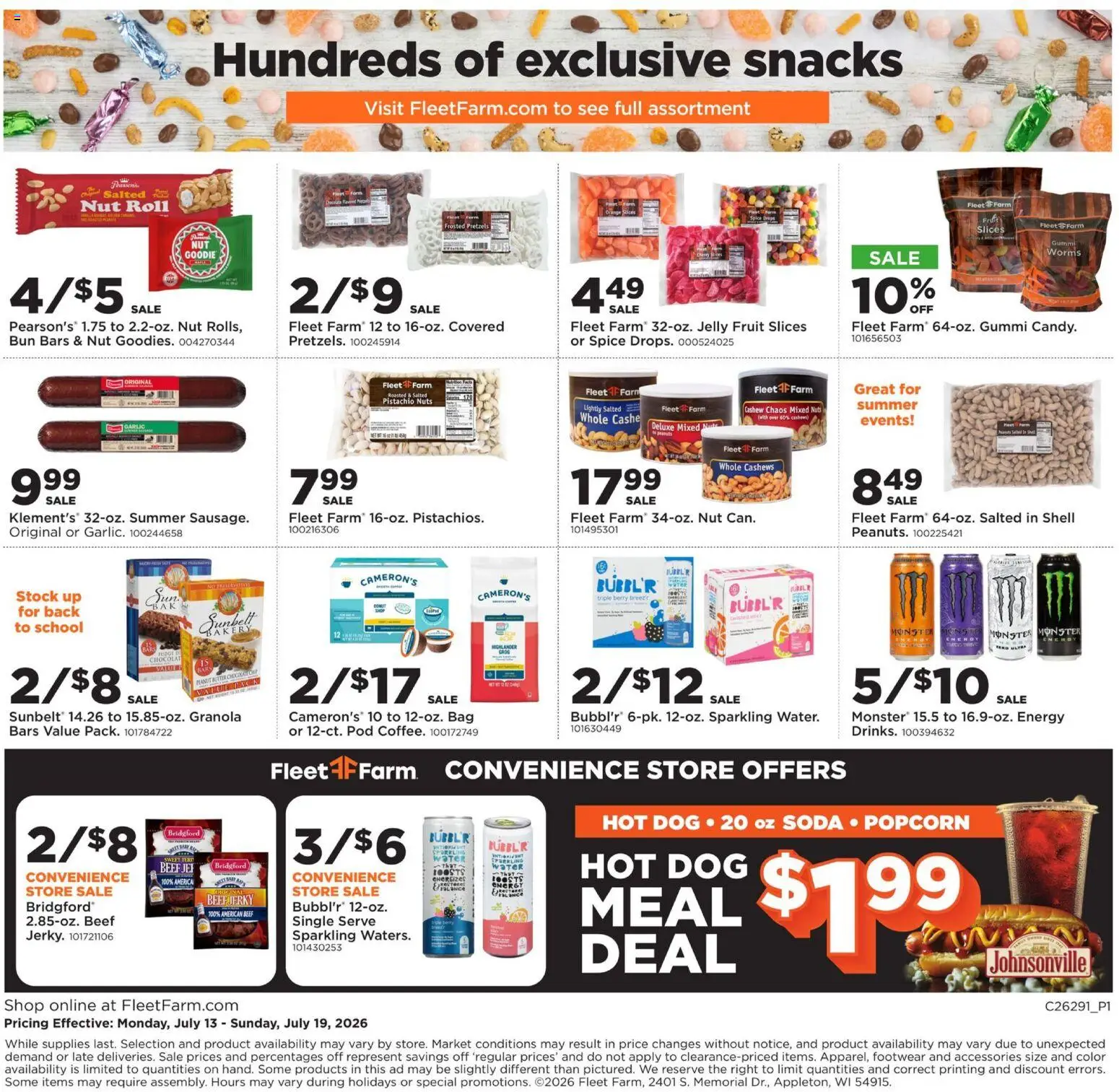 Mills Fleet Farm Weekly Ad - valid from 07/13/2026 | Page: 28 | Products: Bakery, Chocolate, Garlic, Bag