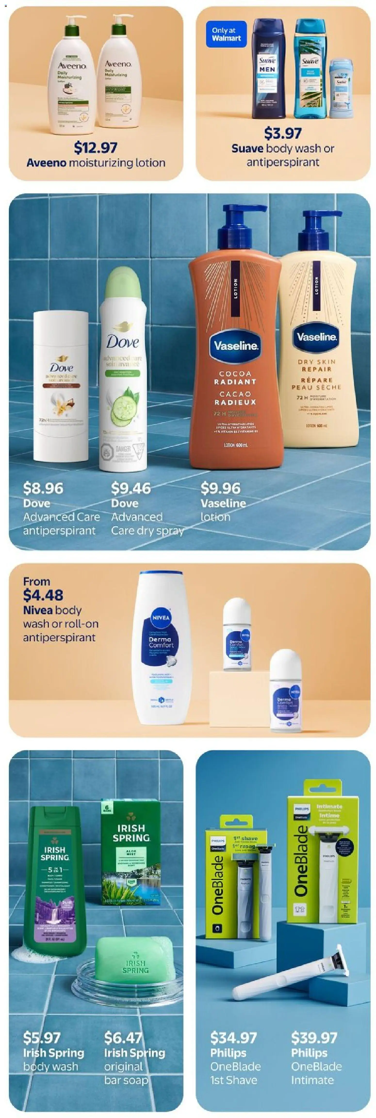 Walmart flyer valid from Jul 30, 2026 | Page: 16 | Products: Cocoa, Soap, Body wash, Antiperspirant