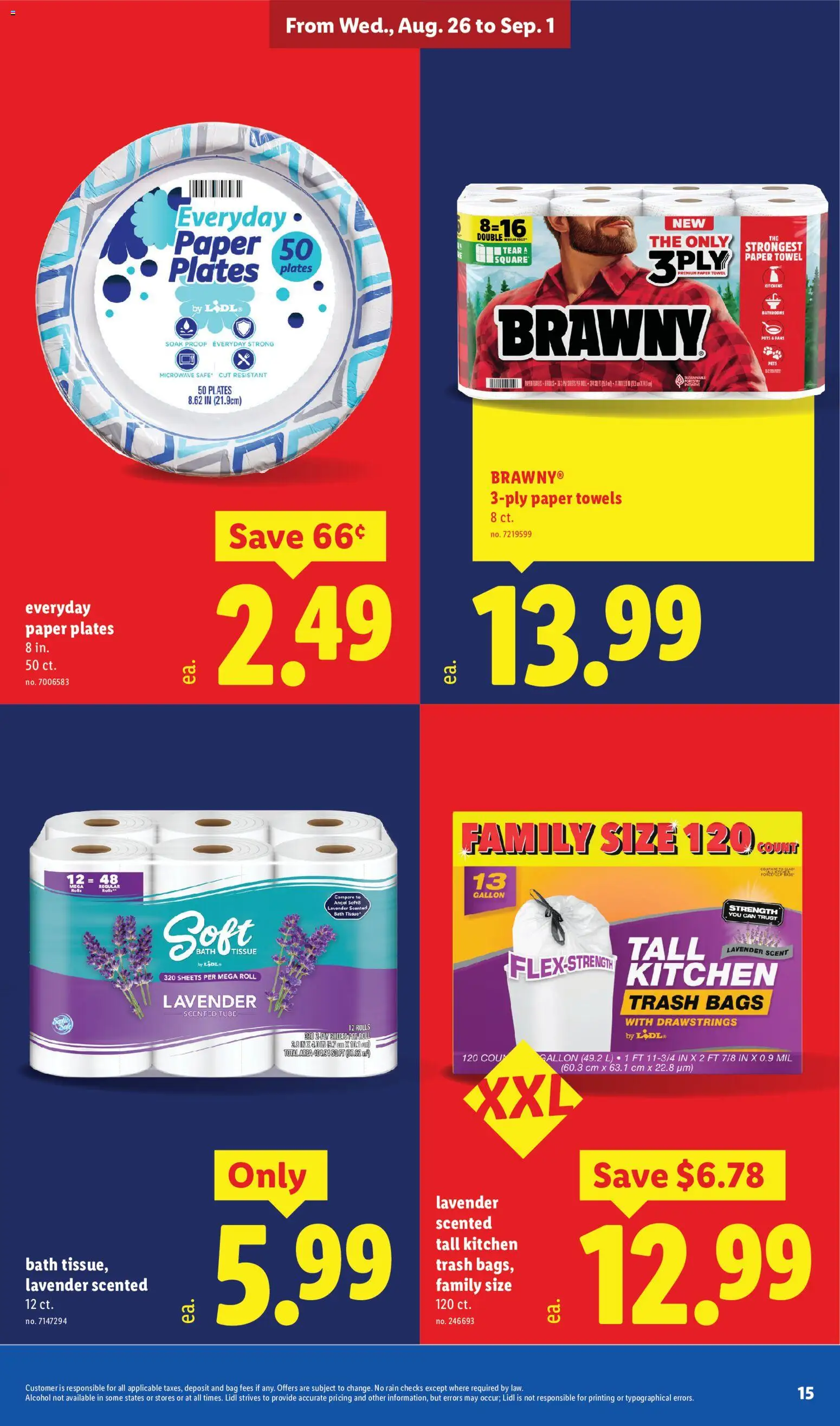 Lidl Weekly Ad - valid from 08/26/2026 | Page: 15 | Products: Bath, Microwave, Alcohol, Paper towels