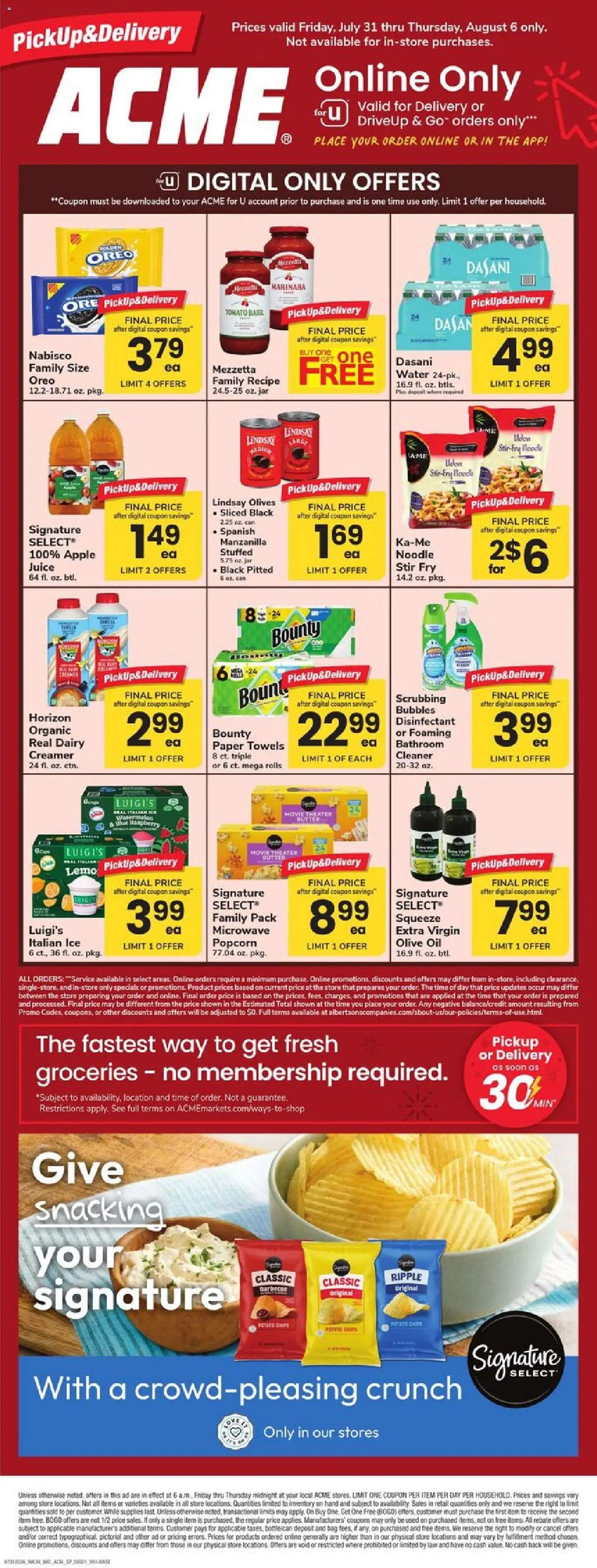 Acme Specialty Publication - valid from 07/31/2026 | Page: 1 | Products: Butter, Oil, Juice, Water