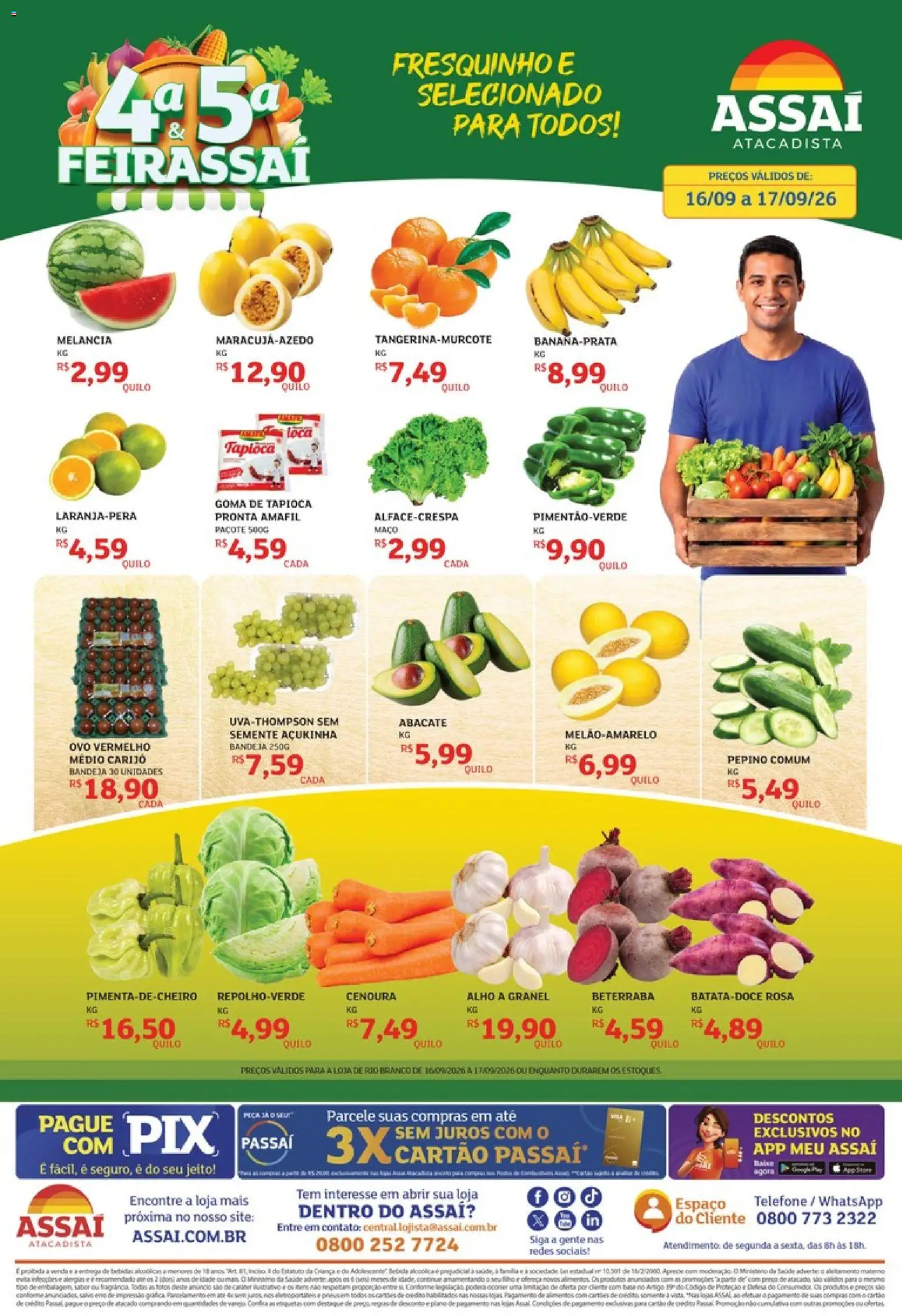 Assaí Atacadista Folheto - válido de 16/09/2026 | Página: 1 | Produtos: Alho, Tapioca, Bebidas, Bandeja