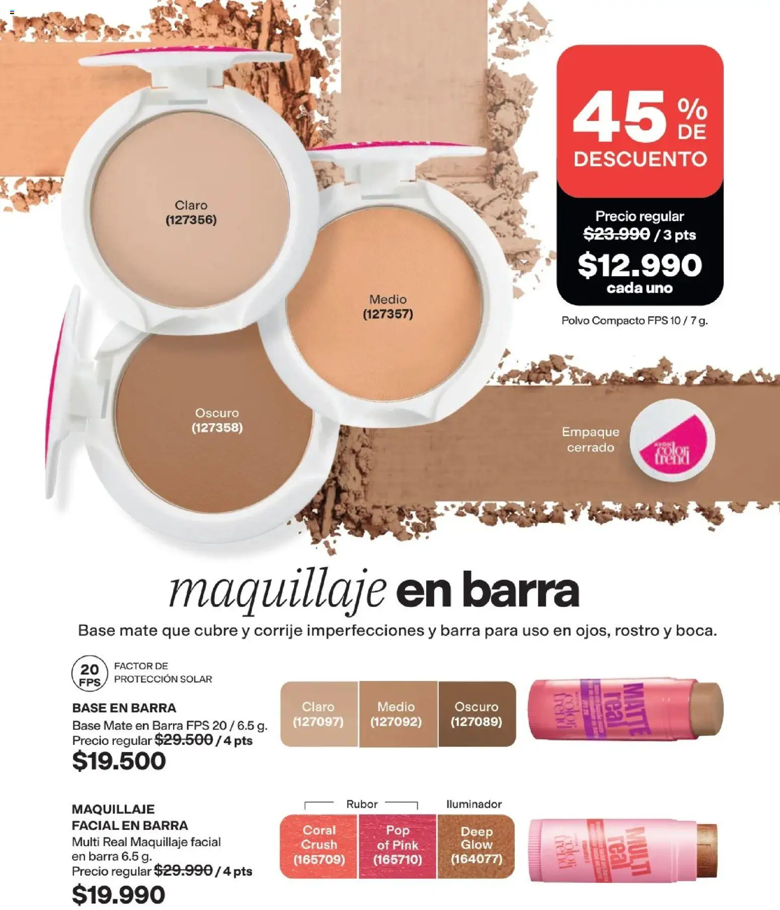 Avon revista - valida desde el 15/07/2026 | Página: 48 | Productos: Polvo compacto, Iluminador, Rubor, Polvo