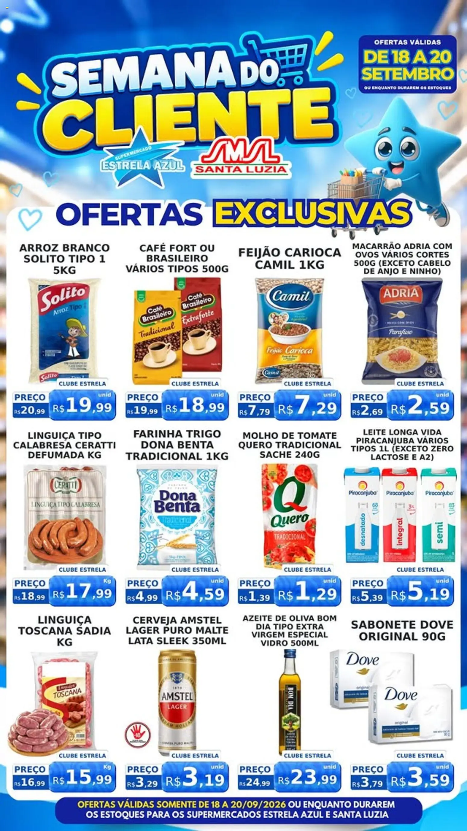 Estrela Azul Folheto - válido de 18/09/2026 | Página: 1 | Produtos: Feijão, Macarrão, Azeite de oliva, Azeite