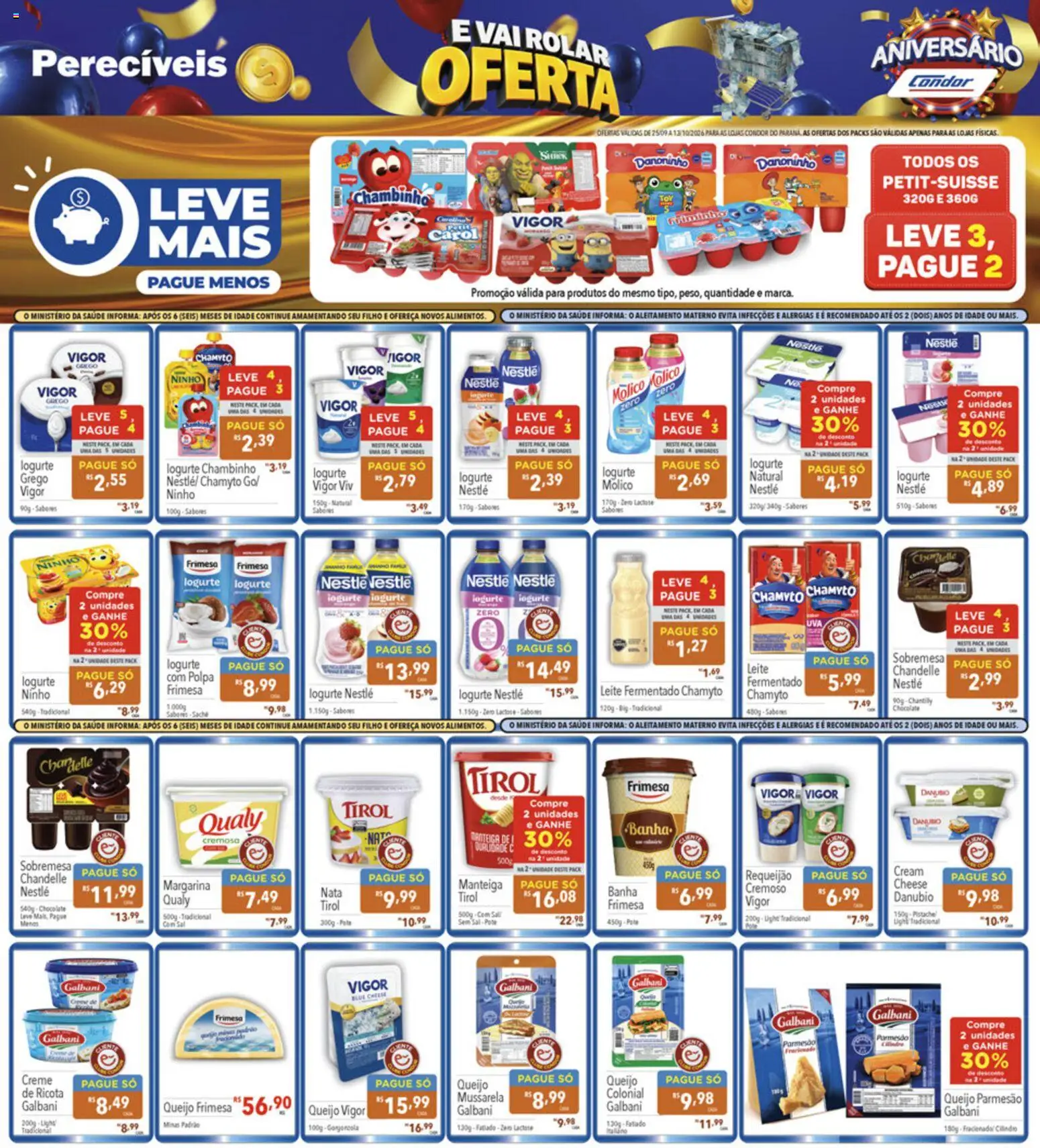 Supermercados Condor Folheto - válido de 25/09/2026 | Página: 12 | Produtos: Pistache, Leite, Queijo, Mussarela