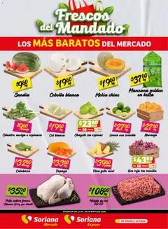 Vista previa de Soriana Frescos del Mandado Mercado: Ags, Nay, Jal, Qro, Col, Mich, Gto, Hgo, Tlax, Mor, Pue, Gro, Oax, Edo. de Mex, CDMX, Zac y, nuevo folleto de la tienda, válido en México a partir del 26.05.2026