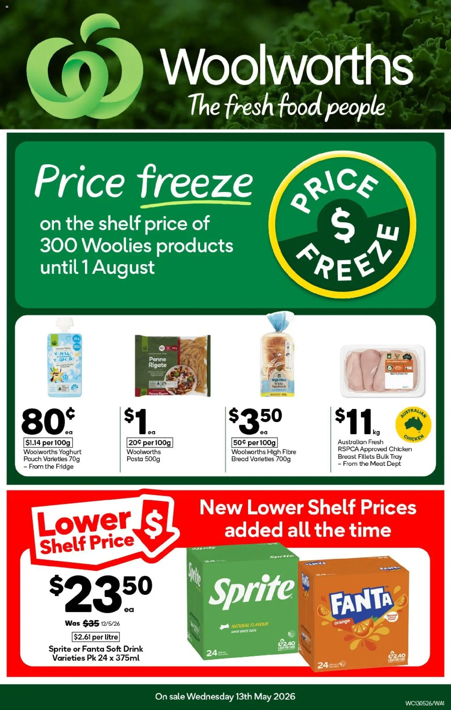 Woolworths catalogue - valid from 13.05.2026 | Page: 1 | Products: Yoghurt, Bread, Meat, Fridge
