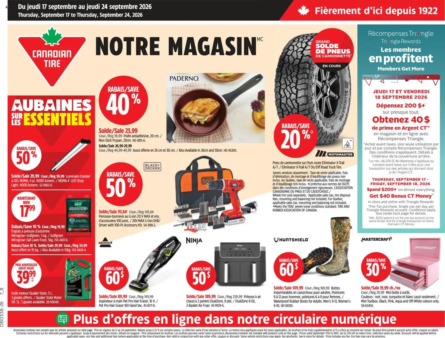 Canadian Tire flyer valid from Sep 17, 2026 | Page: 1 | Products: Boots