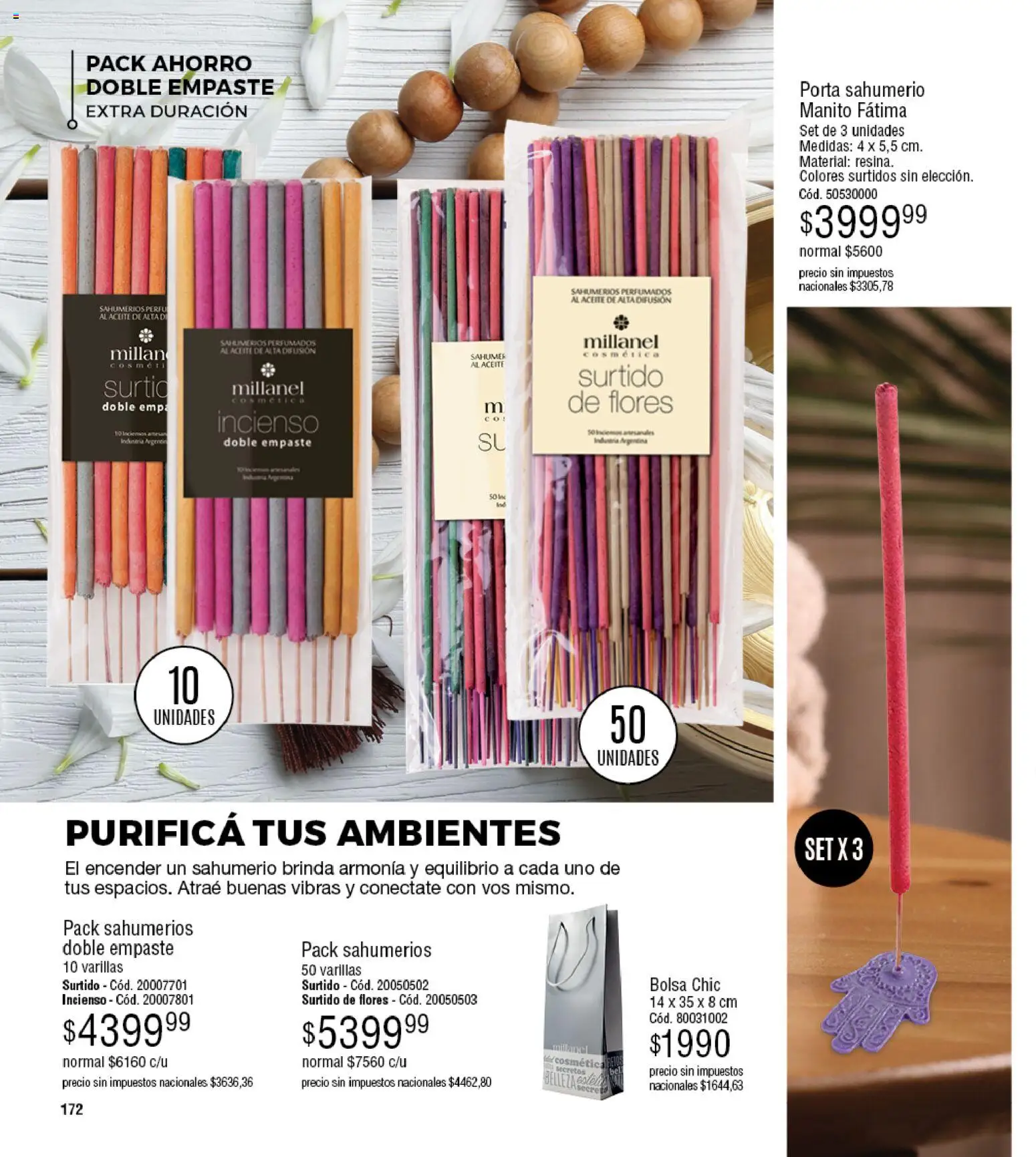 Millanel - Catálogo │ válido desde el 30/03/2026 | Página: 172 | Productos: Sahumerio, Porta sahumerio, Flores, Aceite