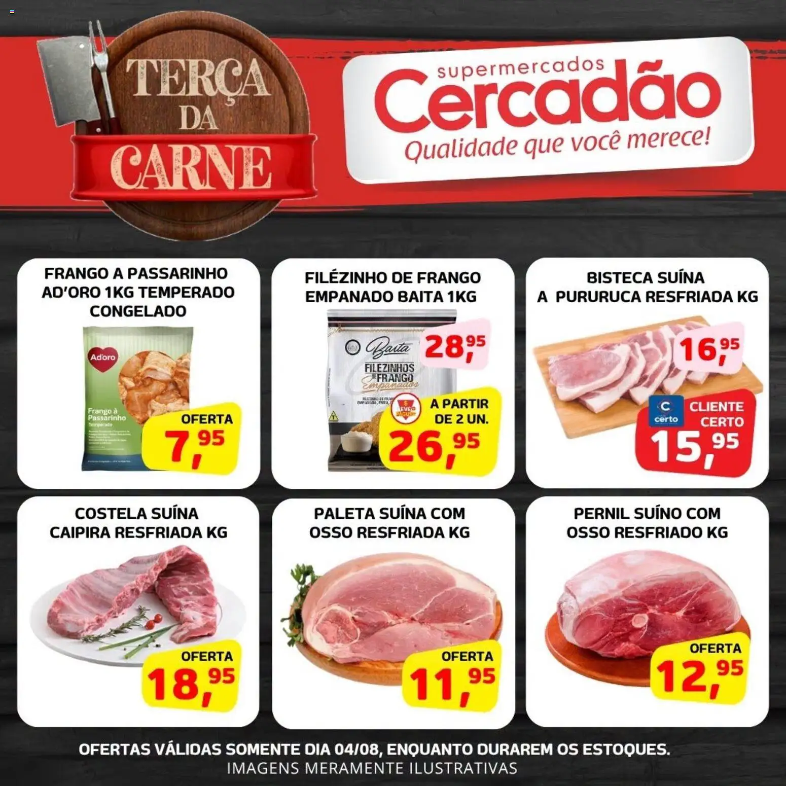 Cercadão Folheto - válido de 04/08/2026 | Página: 3 | Produtos: Pernil, Carne, Frango