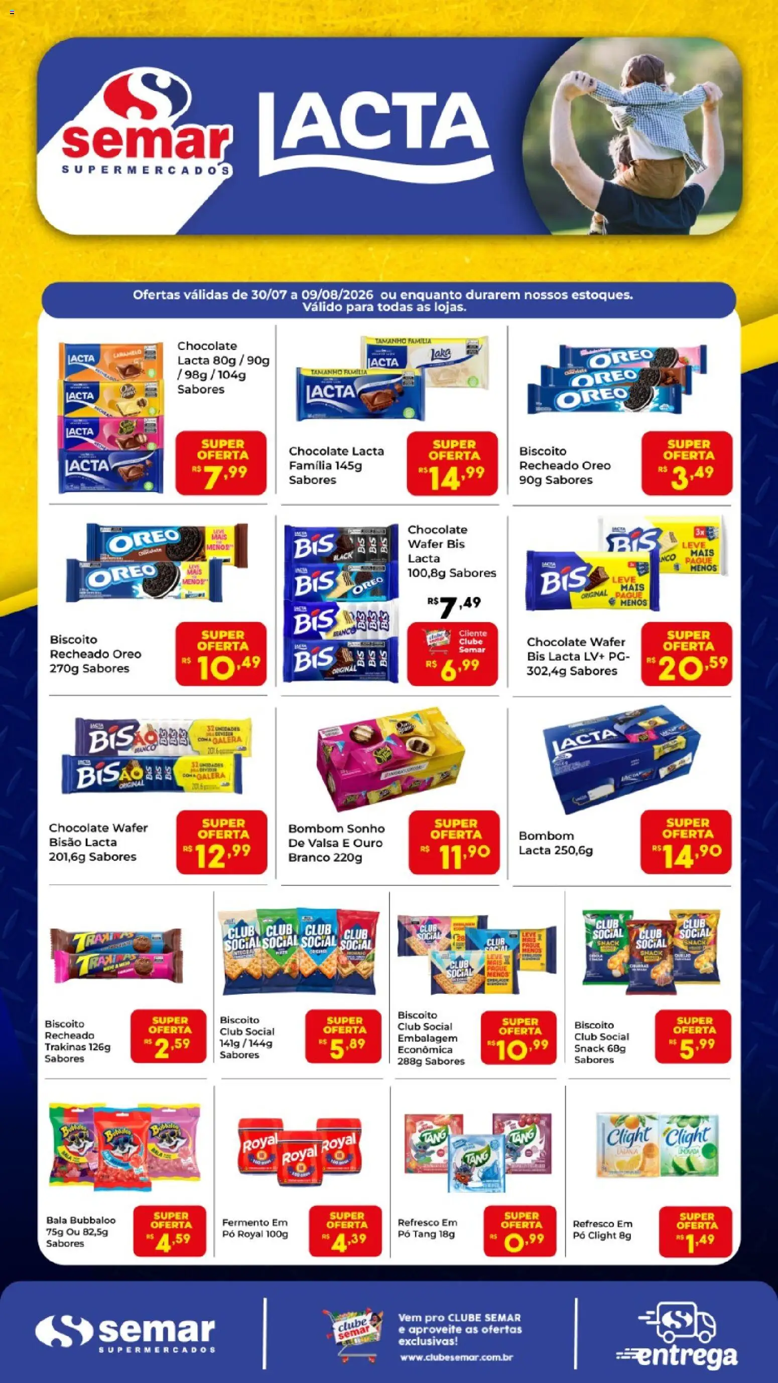 Semar Supermercado Folheto - válido de 30/07/2026 | Página: 1 | Produtos: Pó, Refresco, Chocolate, Bala