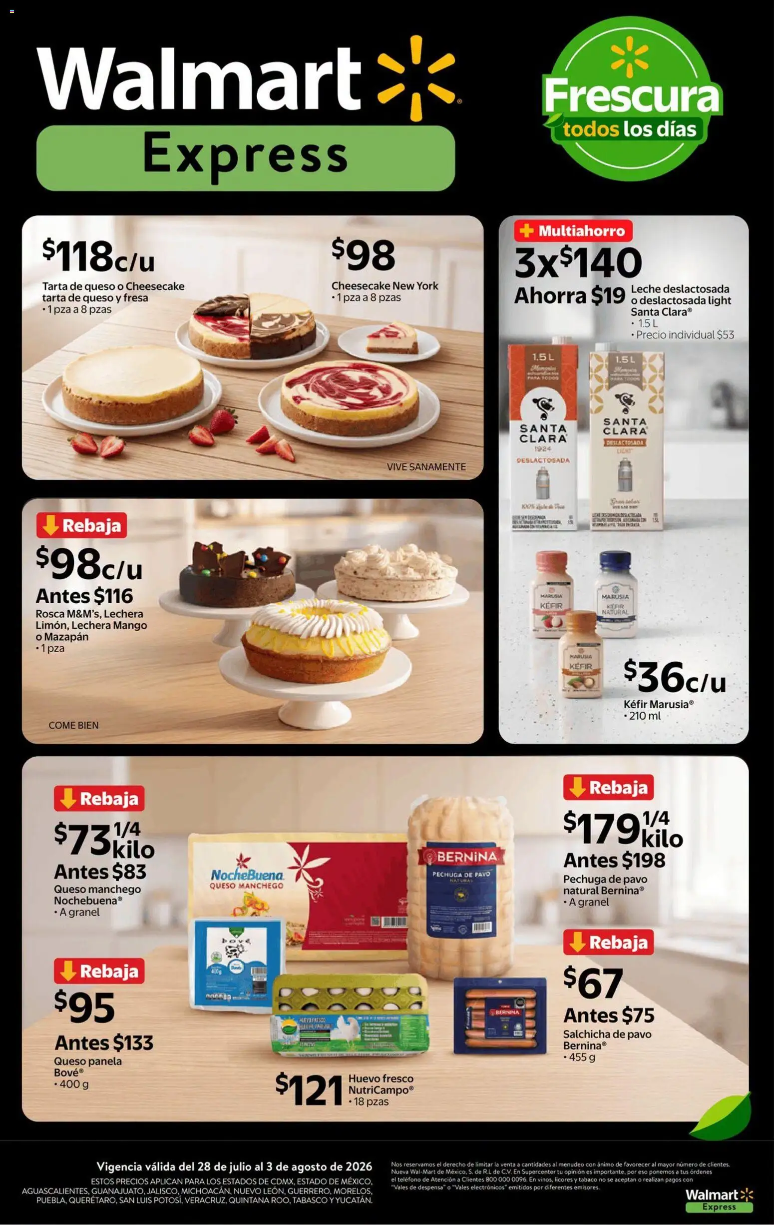Nuevas ofertas de Walmart Express válidas en toda la República Mexicana desde el 28/07/2026. ¡Encuentra las mejores ofertas en Walmart Express folleto Calidad a precios bajos! | Página: 4 | Productos: Fresa, Salchicha, Leche, Despensa