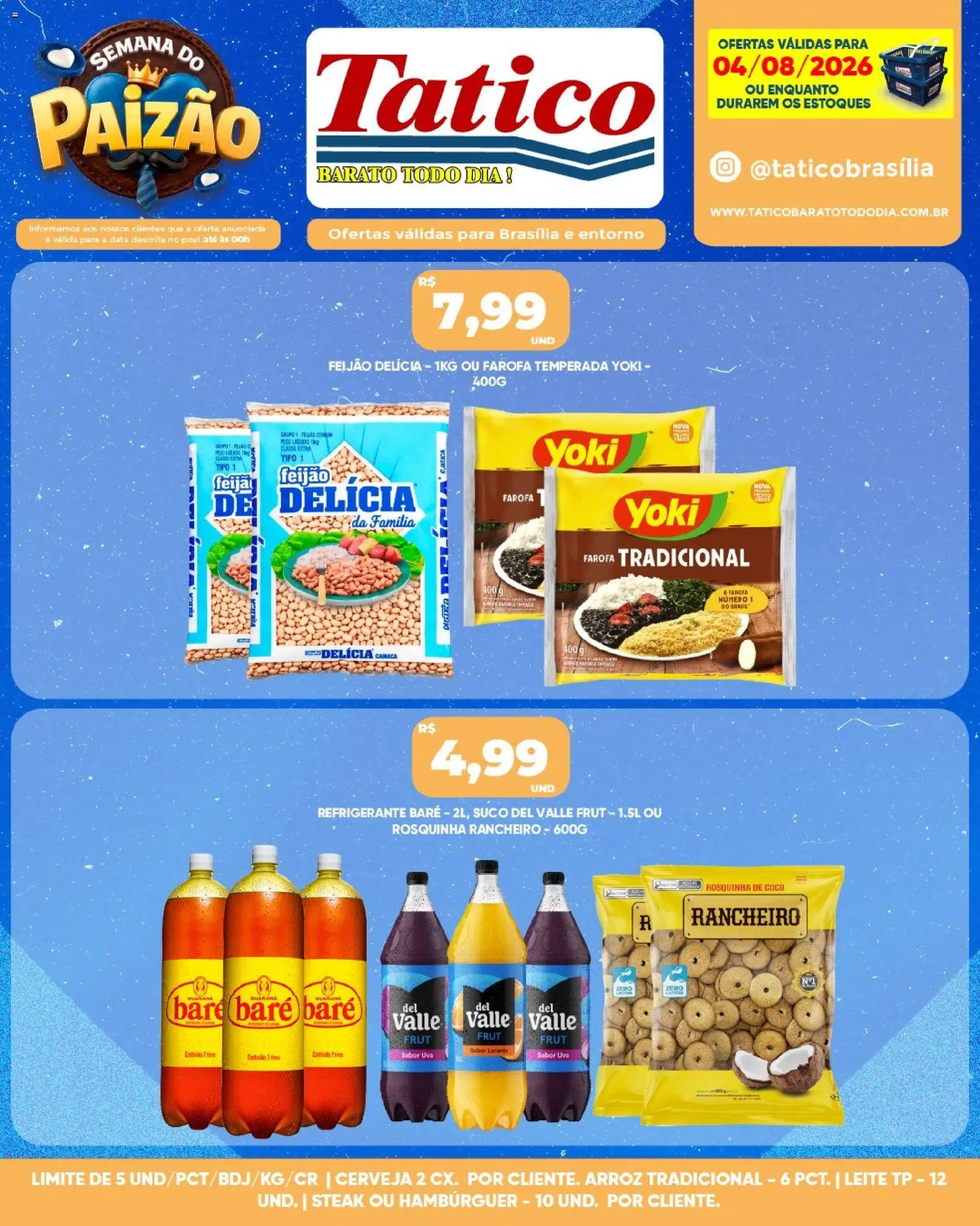 Tatico Folheto - válido de 05/08/2026 | Página: 27 | Produtos: Feijão, Cerveja, Hambúrguer, Rosquinha