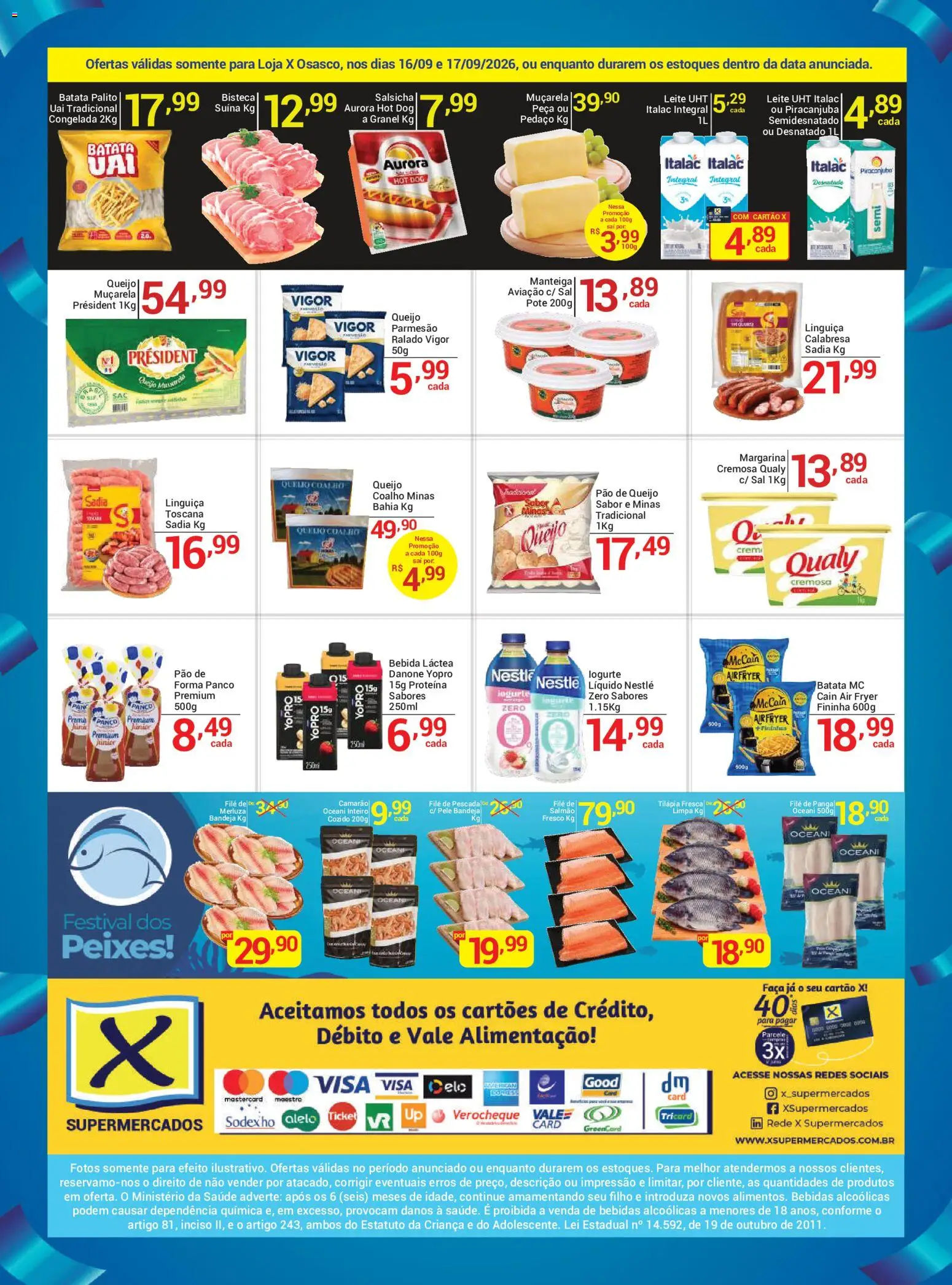 X Supermercados Folheto - válido de 16/09/2026 | Página: 2 | Produtos: Bebidas, Queijo, Iogurte, Batata