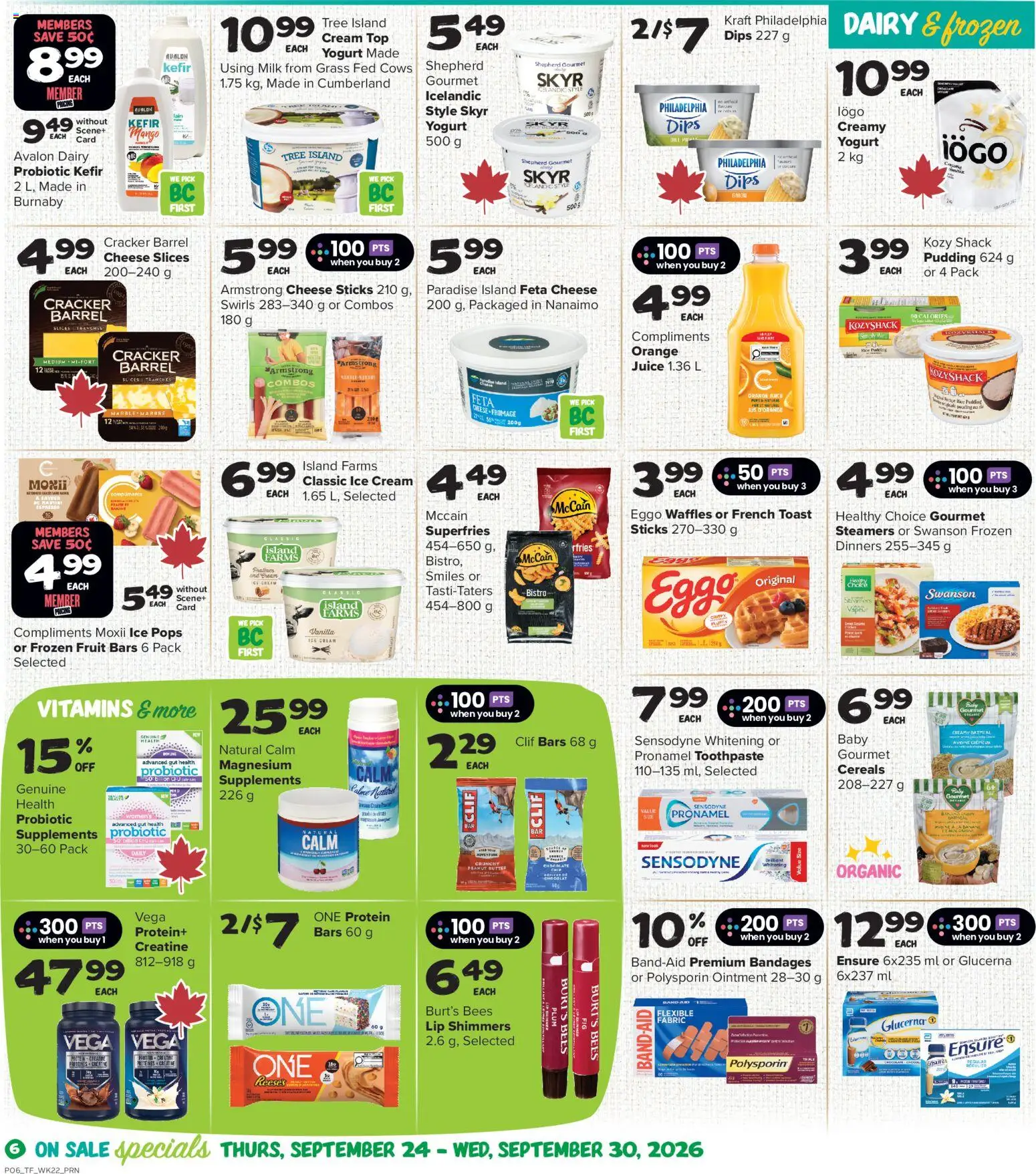 Thrifty Foods flyer valid from Sep 24, 2026 | Page: 7 | Products: Feta cheese, Milk, Juice, Protein