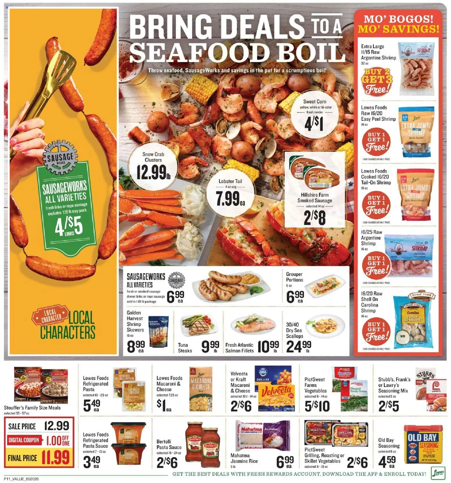 Lowes Foods Weekly Ad - NC - valid from 20.05.2026 | Page: 15 | Products: Skillet, Cheese, Sauce, Seafood