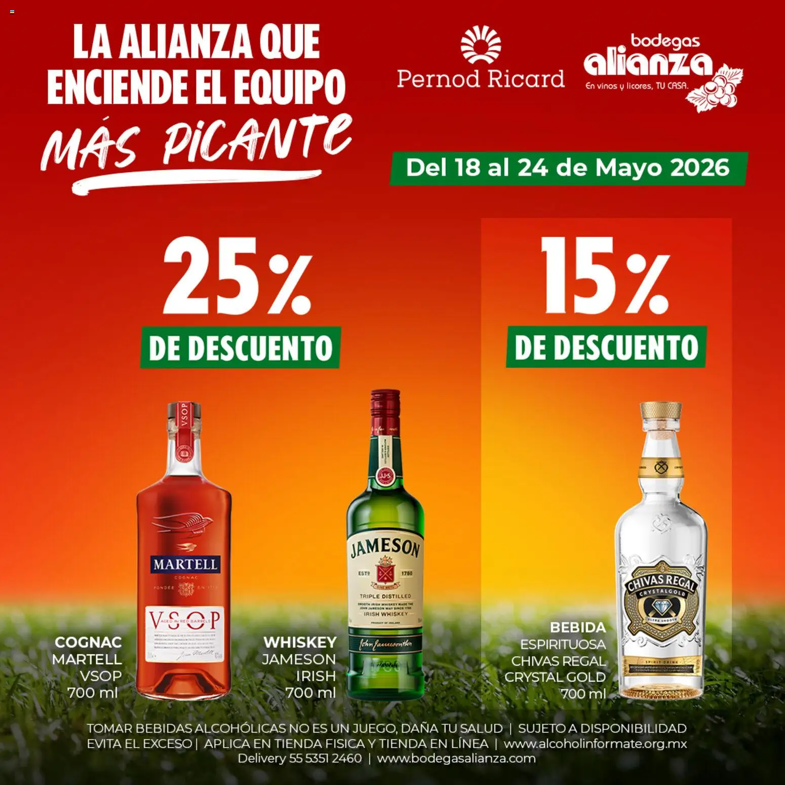 Nuevas ofertas de Bodegas Alianza válidas en toda la República Mexicana desde el 18.05.2026. ¡Encuentra las mejores ofertas en Bodegas Alianza catálogo La Alianza que enciende el equipo más picante! | Página: 4 | Productos: Whiskey