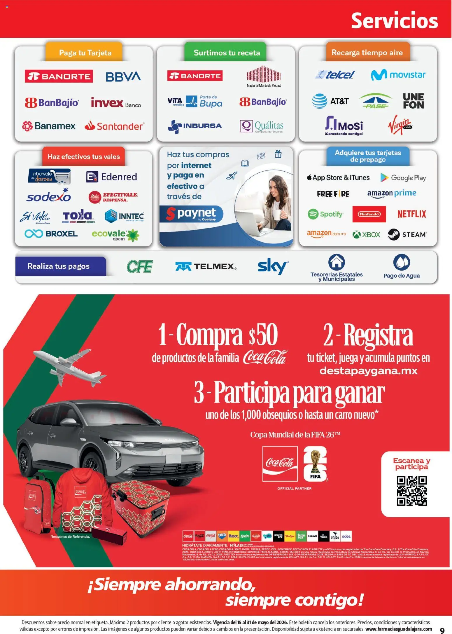 Nuevas ofertas de Farmacia Guadalajara válidas en toda la República Mexicana desde el 15.05.2026. ¡Encuentra las mejores ofertas en Farmacia Guadalajara catálogo! | Página: 9 | Productos: Banco, Despensa, Sobre, Xbox