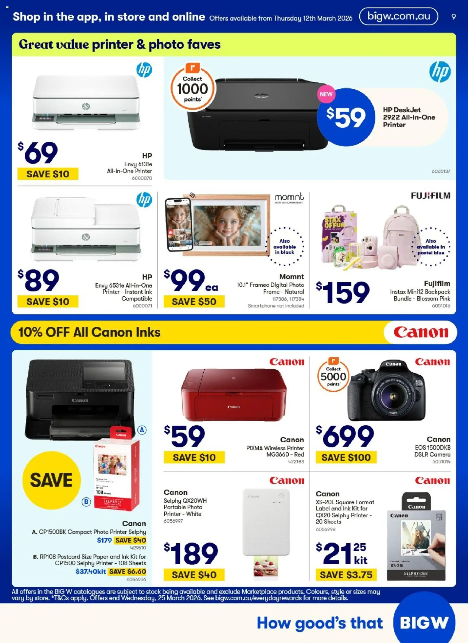 Big W catalogue - valid from 12.03.2026 | Page: 9 | Products: Backpack, Digital, Printer, Camera