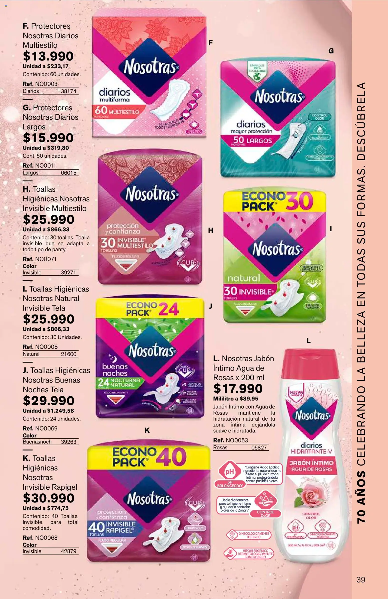 Leonisa revista - valida desde el 15/07/2026 | Página: 39 | Productos: Agua, Higiene íntima, Toalla, Protectores