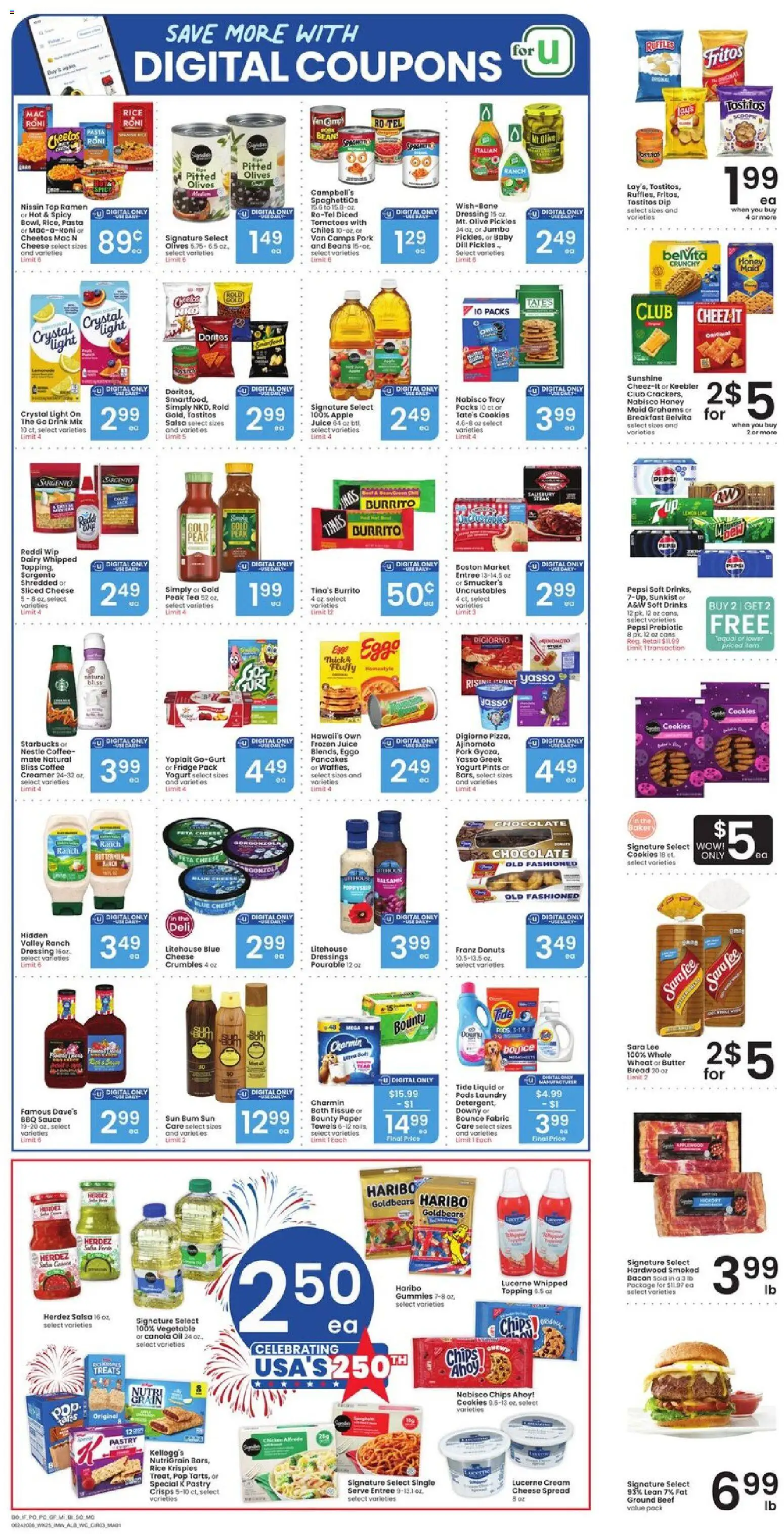 Albertsons Weekly Ad - valid from 06/24/2026 | Page: 6 | Products: Bread, Pork, Tomatoes, Chips