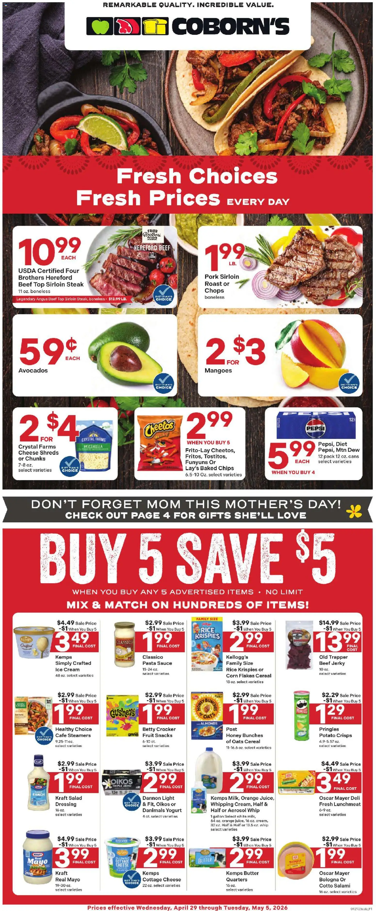Coborn's Weekly Ad - valid from 29.04.2026 | Page: 1 | Products: Butter, Yogurt, Rice, Cottage cheese