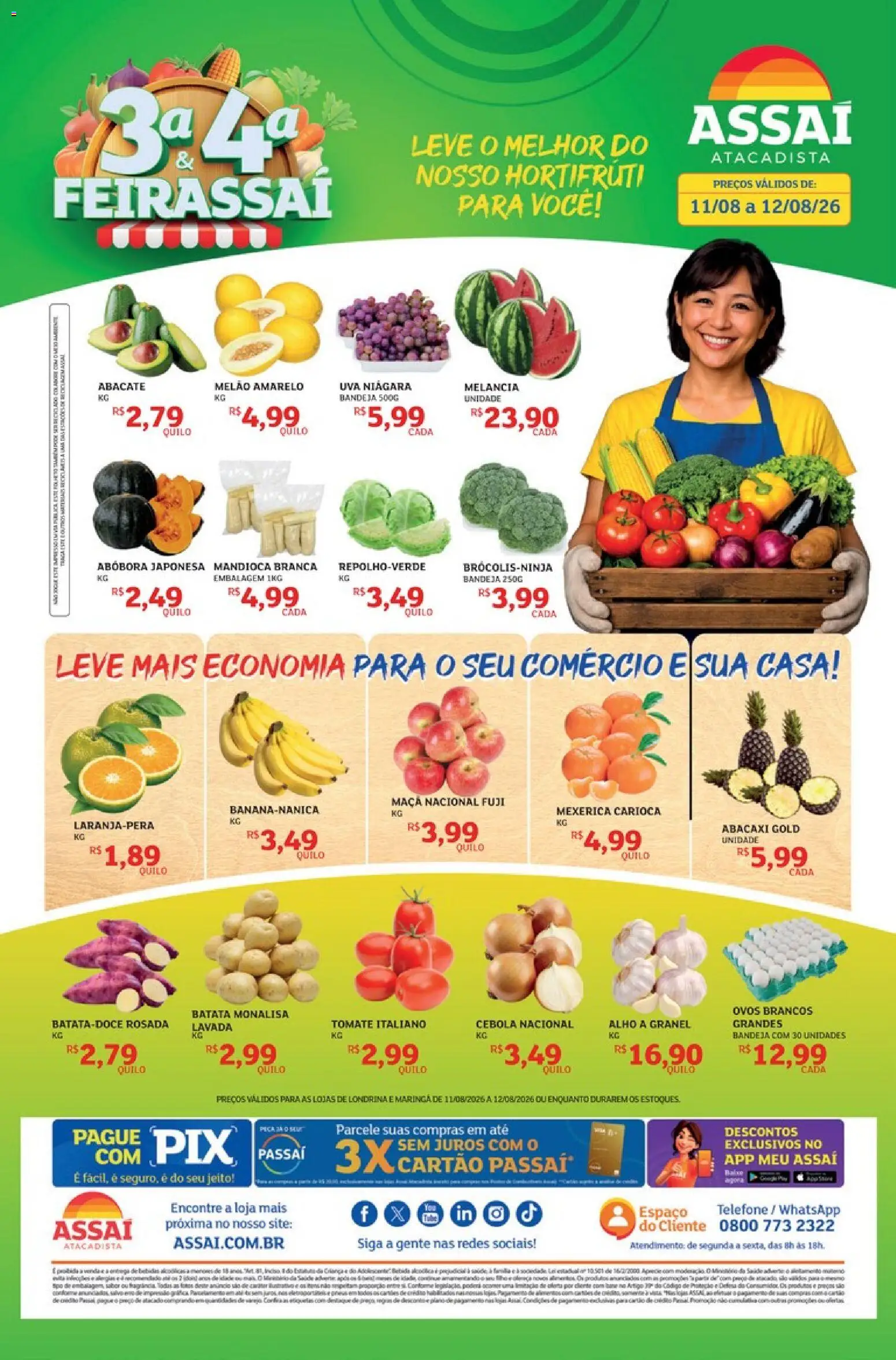 Assaí Atacadista Folheto - válido de 11/08/2026 | Página: 1 | Produtos: Alho, Abacate, Abacaxi, Batata