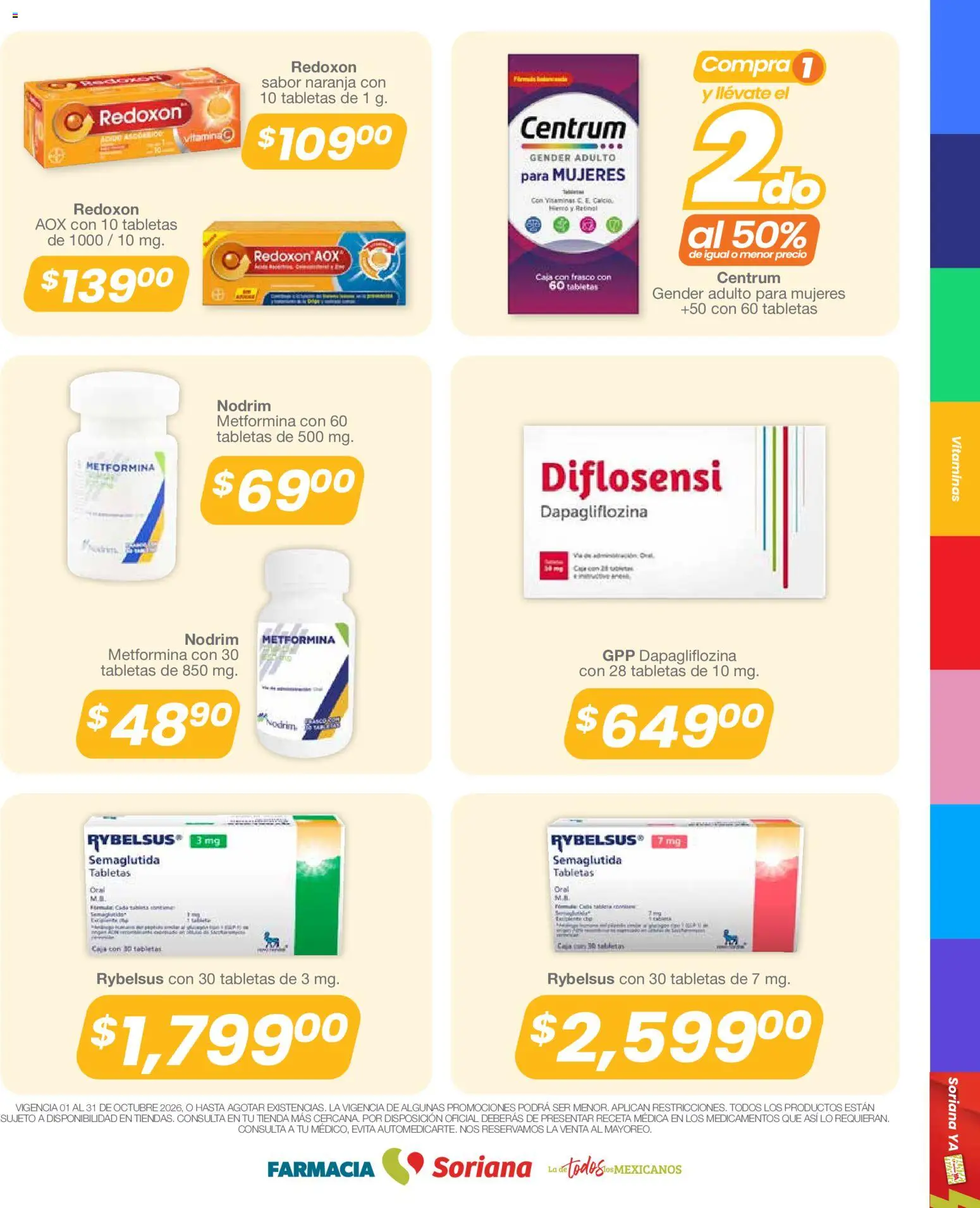 Nuevas ofertas de Soriana válidas en toda la República Mexicana desde el 01/10/2026. ¡Encuentra las mejores ofertas en Soriana Híper - Folleto Farmacia! | Página: 15