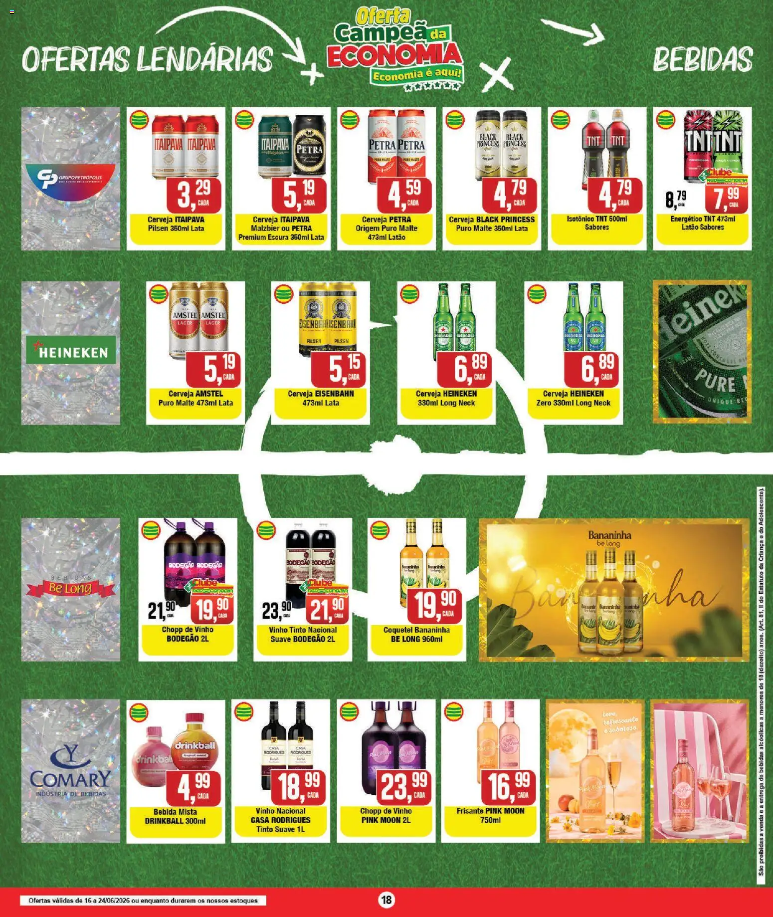 RedEconomia Folheto - válido de 16.06.2026 | Página: 18 | Produtos: Eisenbahn, Vinho, Heineken, Bebida