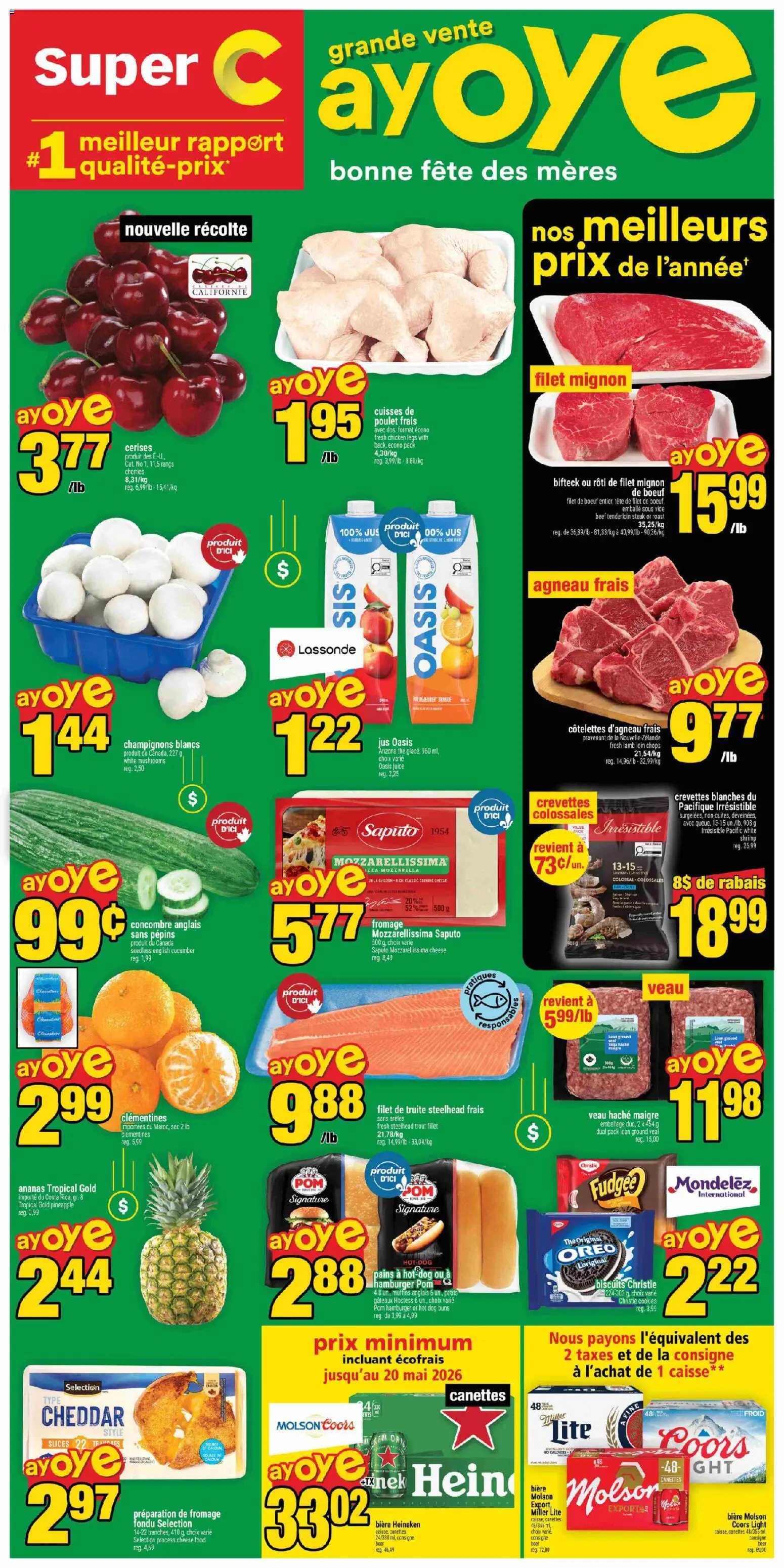 Super C flyer valid from 07.05.2026 | Page: 1 | Products: Pineapple, Cookies, Cheese, Chicken