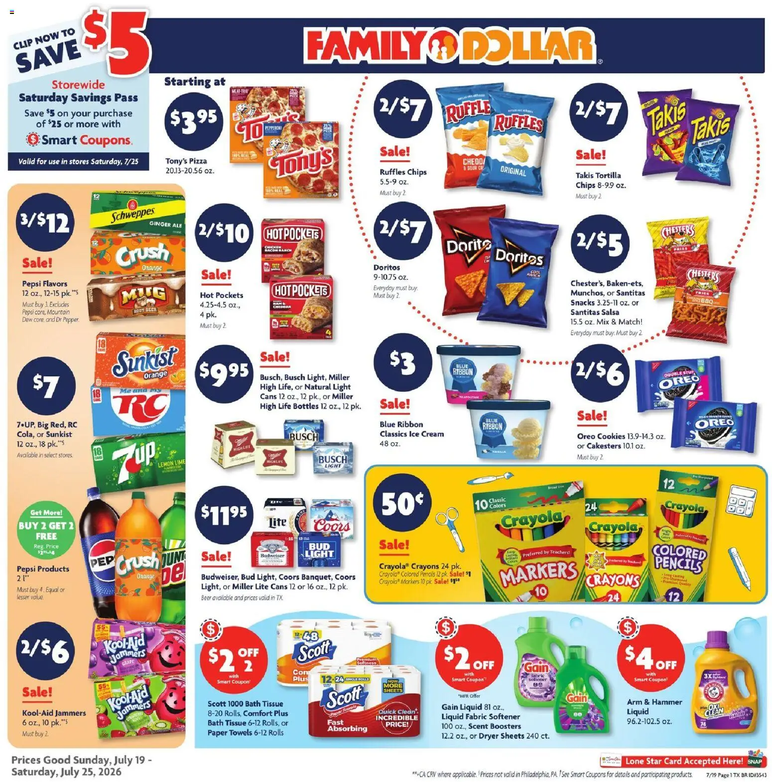 Family Dollar Weekly Ad - valid from 07/19/2026 | Page: 1 | Products: Hammer, Chips, Cookies, Lime