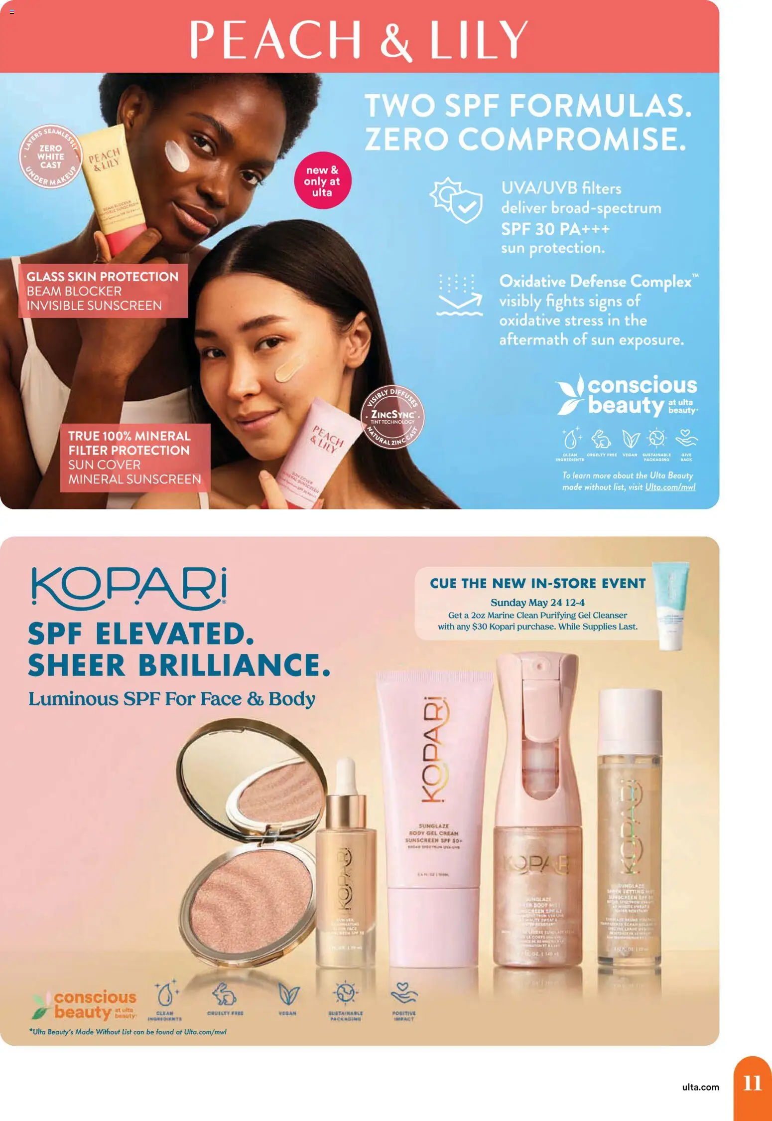 Ulta Beauty Weekly Ad - valid from 17.05.2026 | Page: 11 | Products: Zinc, Sunscreen, Cream, Peach