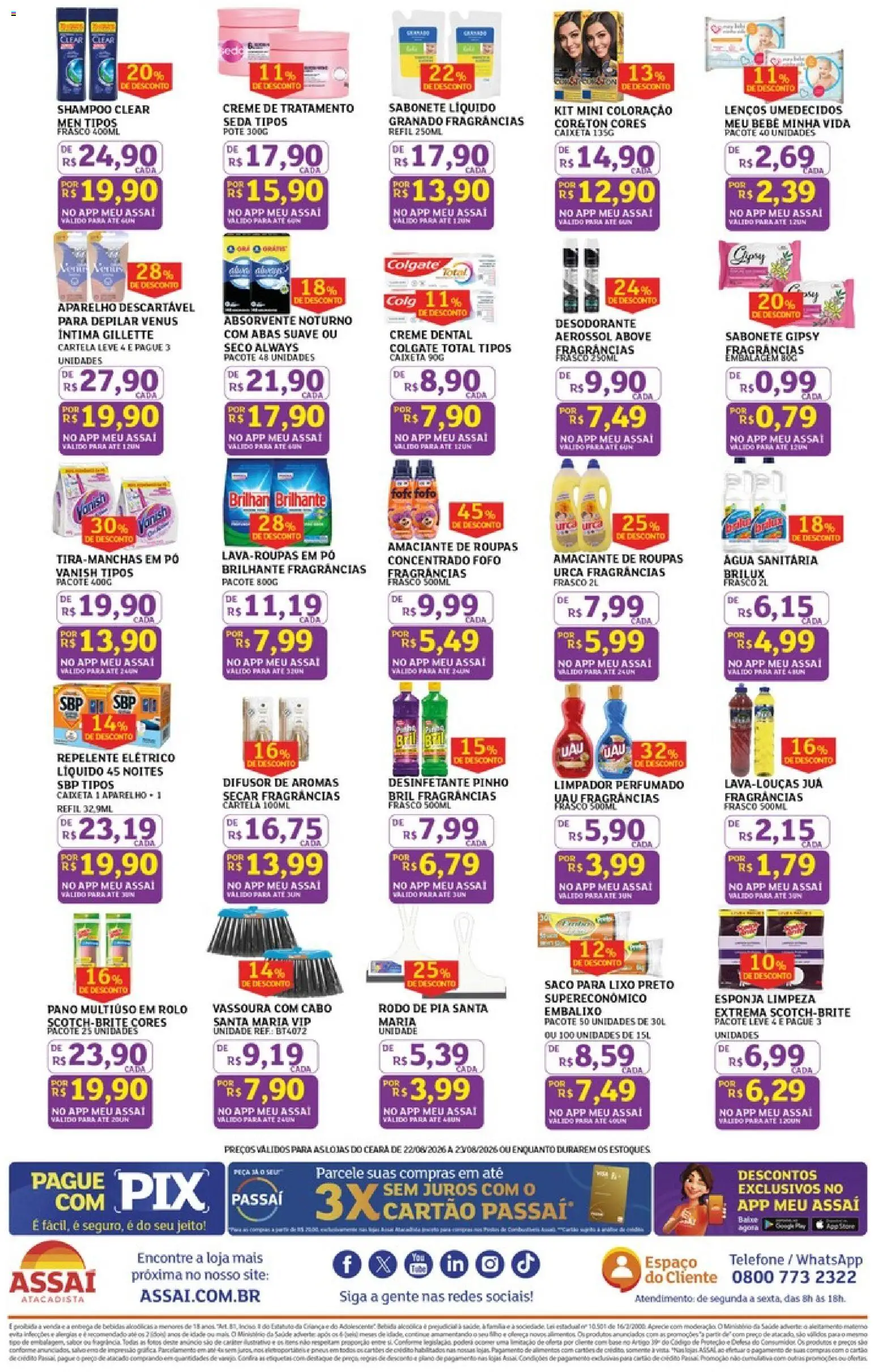 Assaí Atacadista Folheto - válido de 22/08/2026 | Página: 4 | Produtos: Amaciante de roupas, Roupas, Creme, Desinfetante