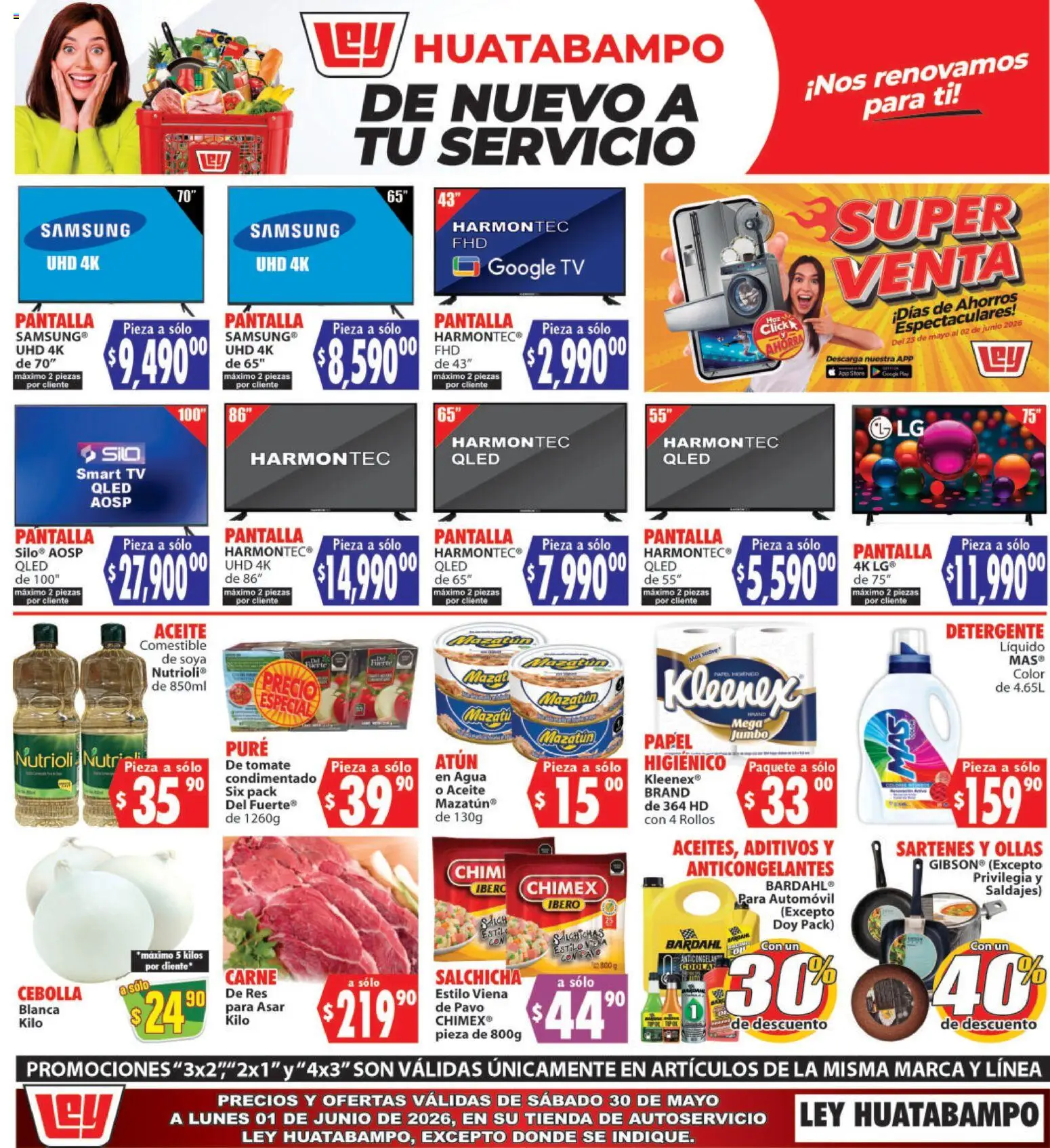 Nuevas ofertas de Casa Ley válidas en toda la República Mexicana desde el 30.05.2026. ¡Encuentra las mejores ofertas en Casa Ley folleto Huatabampo! | Página: 1 | Productos: Detergente, Atún, Agua, Aceite
