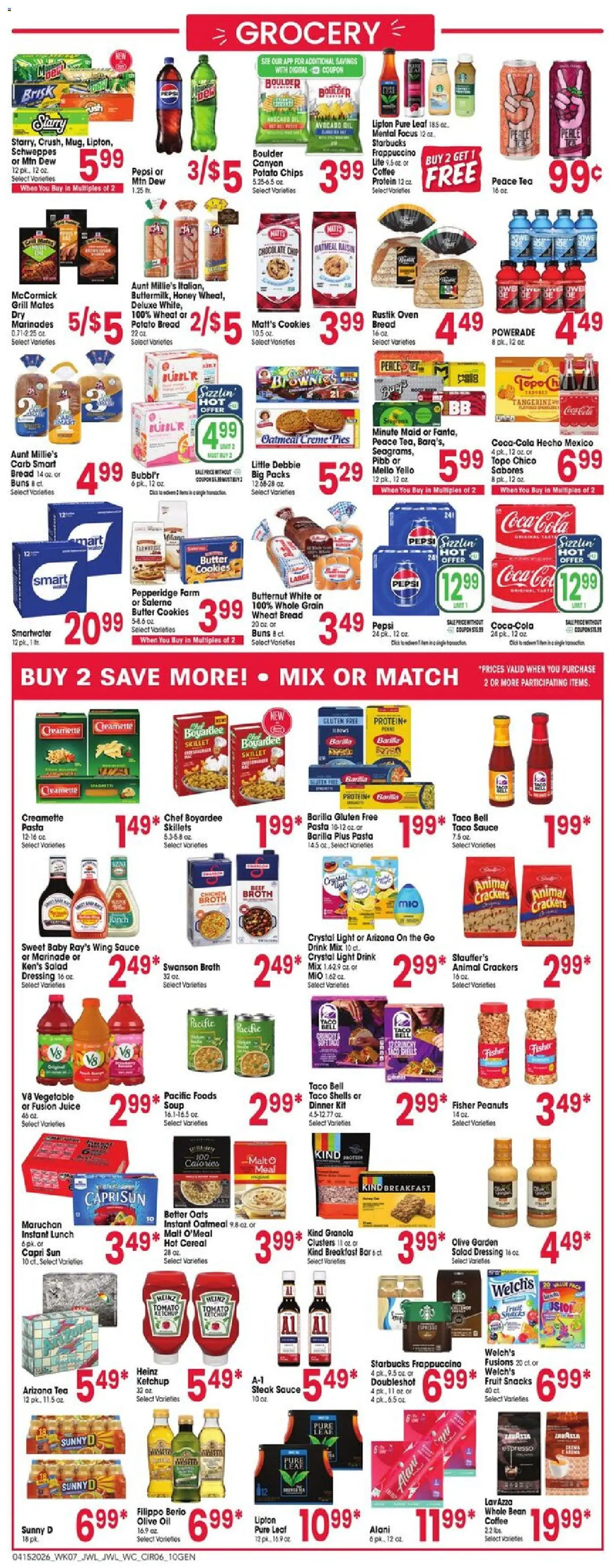 Jewel Osco Weekly Ad - IN - valid from 15.04.2026 | Page: 6 | Products: Pasta, Chips, Salad, Sauce