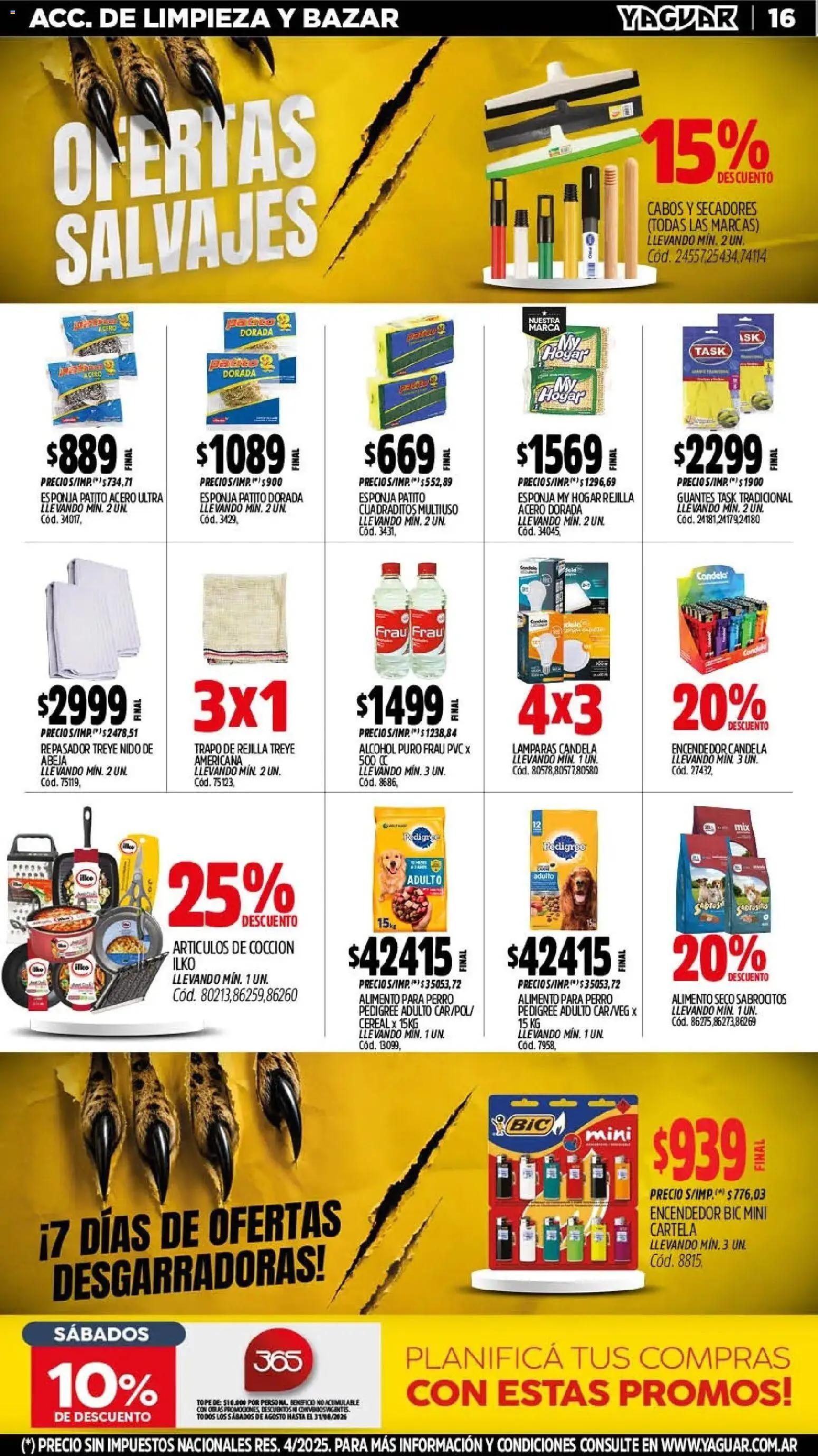 Yaguar - Oferta Semanal Chaco │ válido desde el 10/08/2026 | Página: 17 | Productos: Encendedor, Esponja, Alcohol, Guantes
