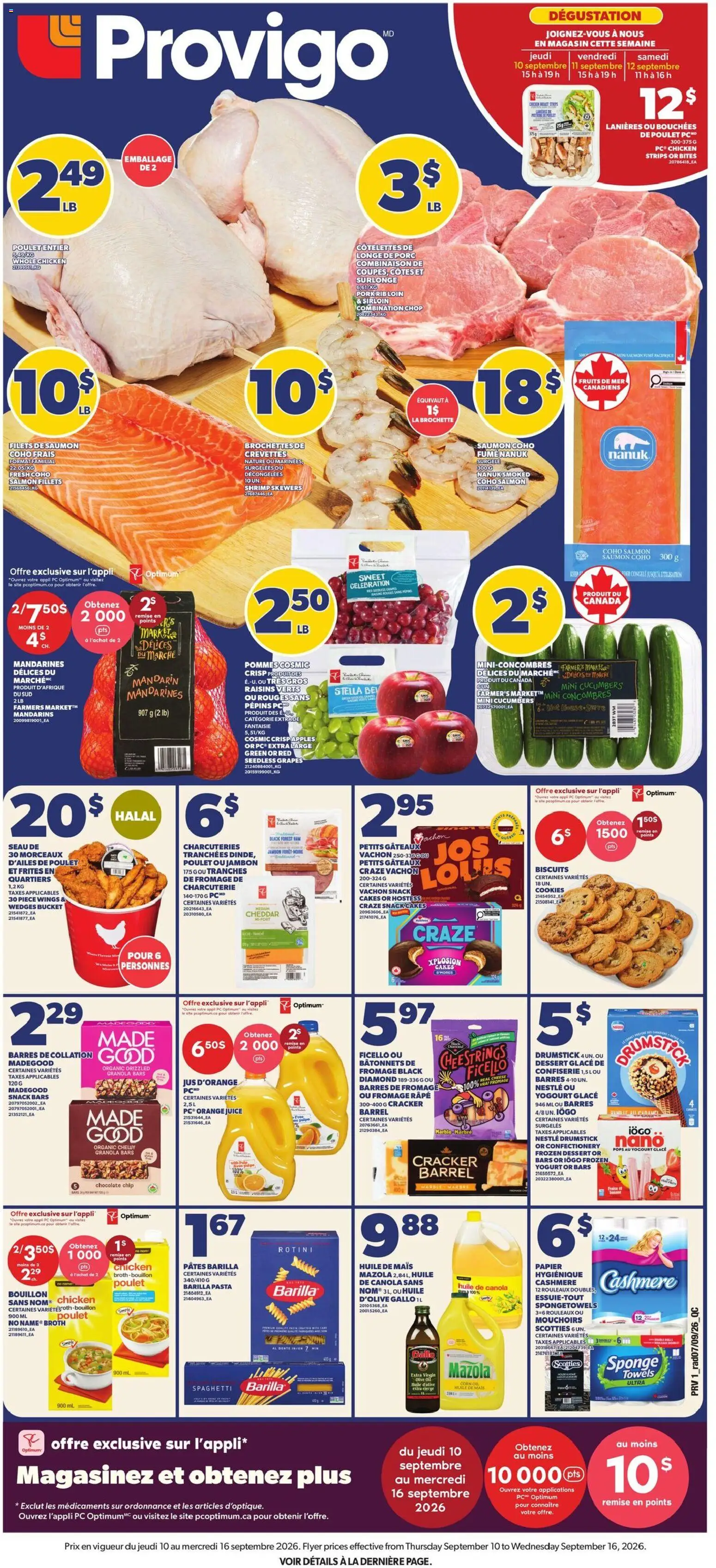 Provigo flyer valid from Sep 10, 2026 | Page: 2 | Products: Spaghetti, Barilla, Orange juice, Yogurt